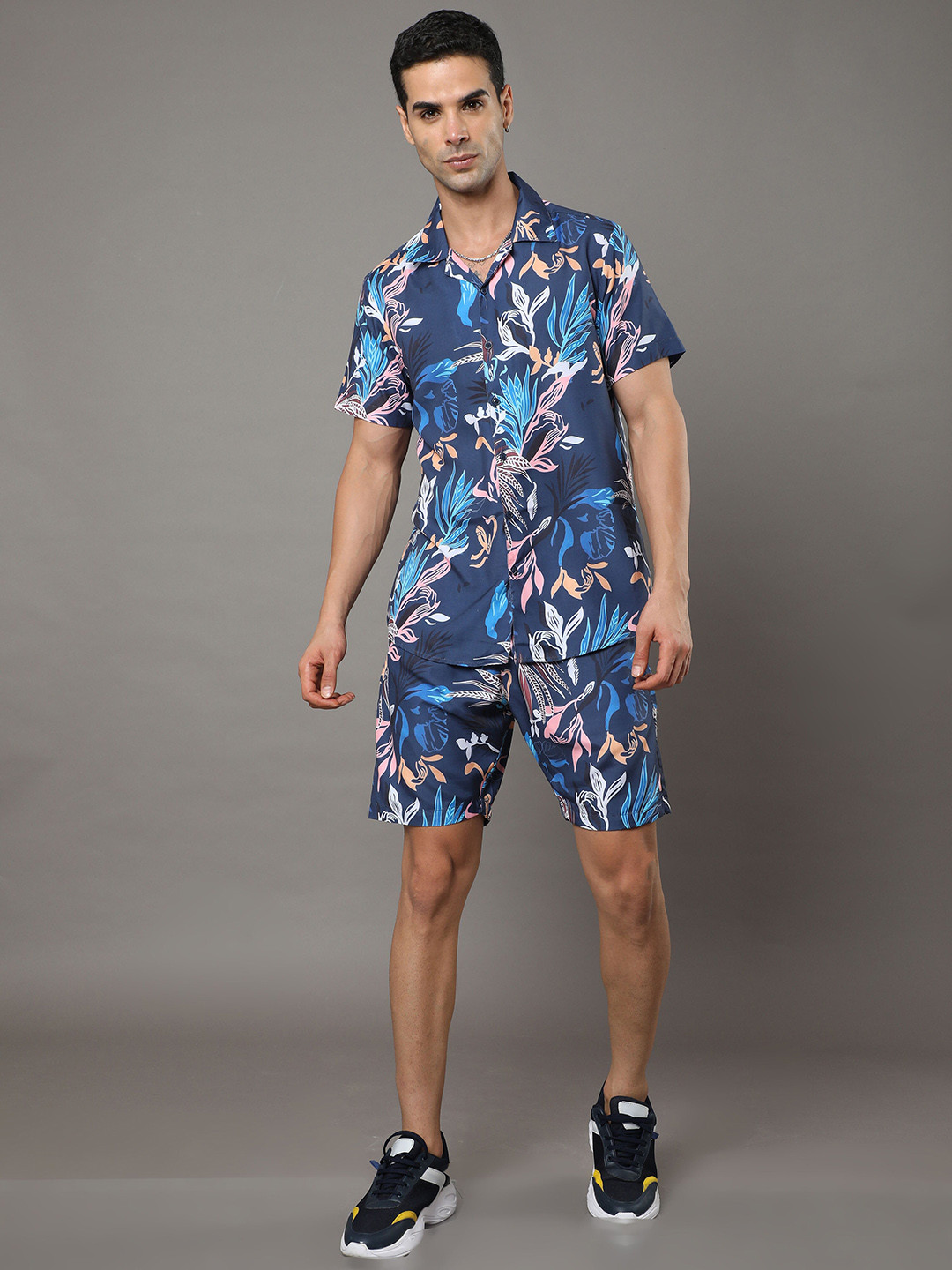 Bushirt Floral Printed Shirt With Shorts Co-Ords Set