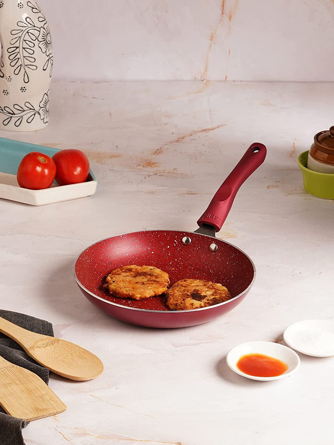 Cello Maroon Crown Induction Base Taper Fry Pan 22cm