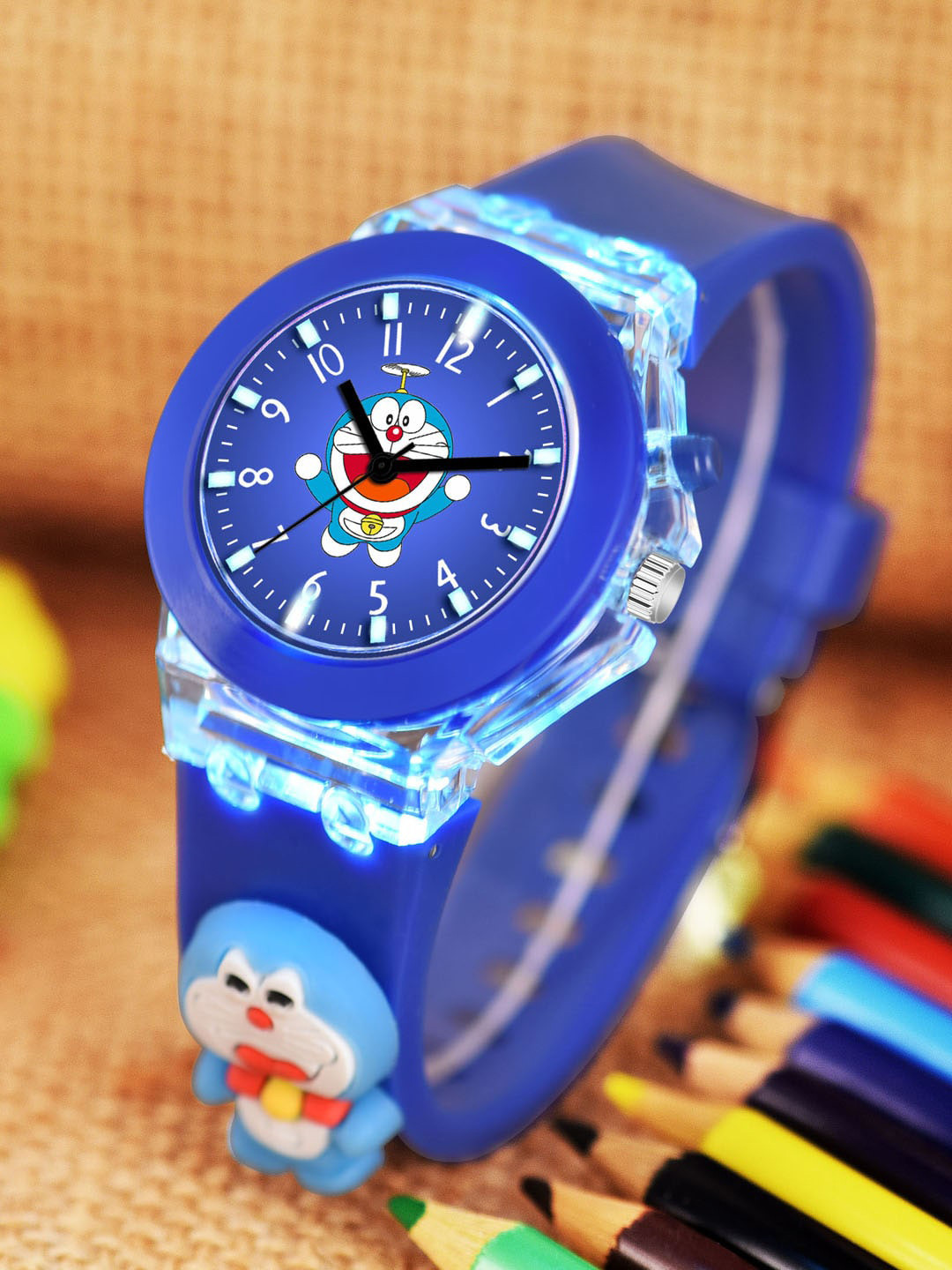 Shocknshop Kids Printed Dial & Blue Straps Analogue Watch LED Blue Doremon 327
