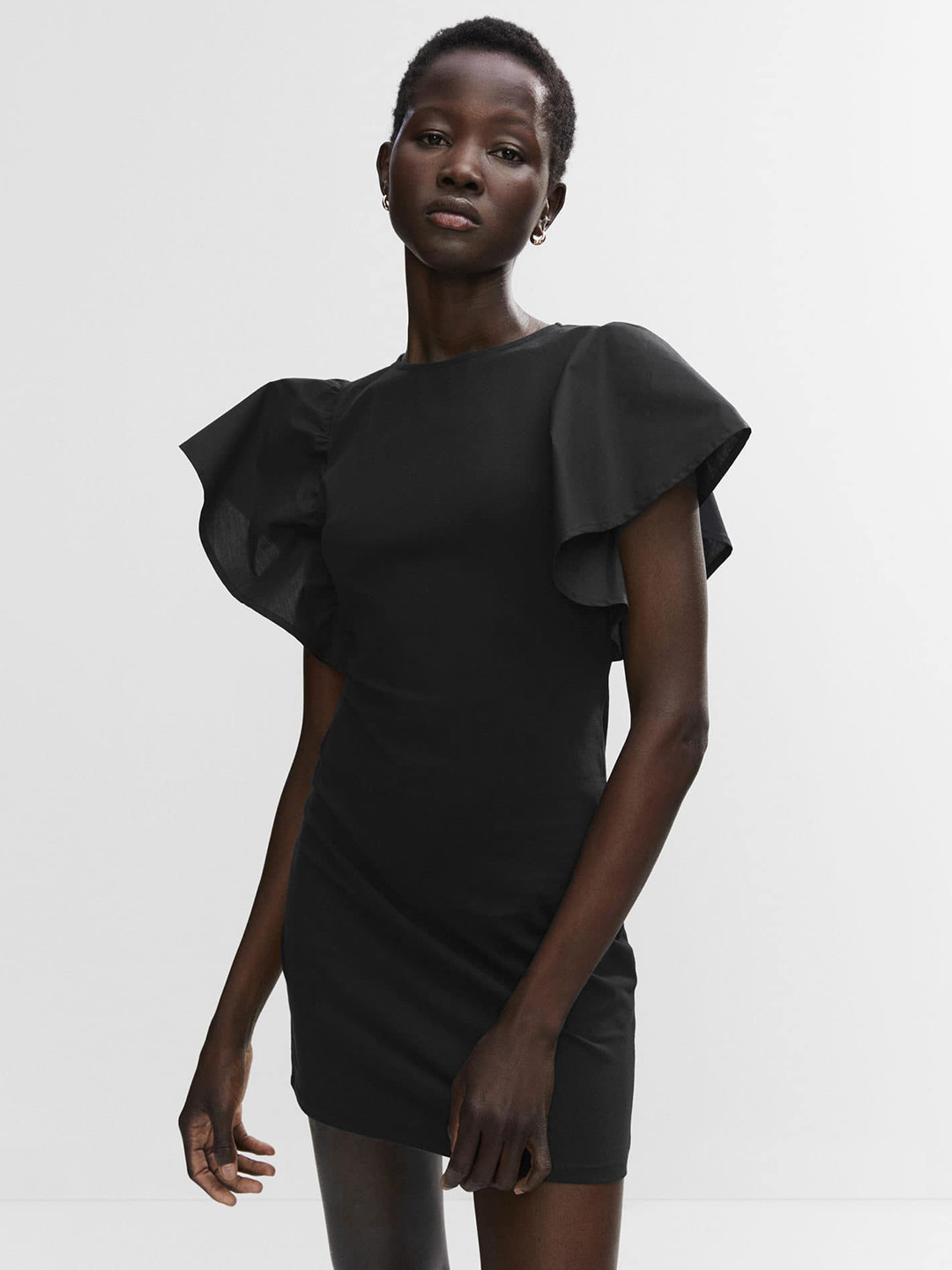 MANGO Flutter Sleeves Sheath Mini Dress