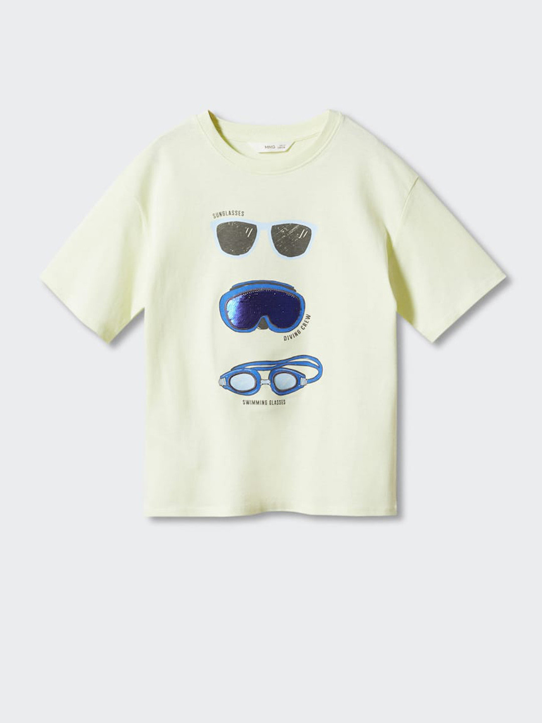 Mango Kids Boys Pure Cotton Printed Flip Sequined T-shirt