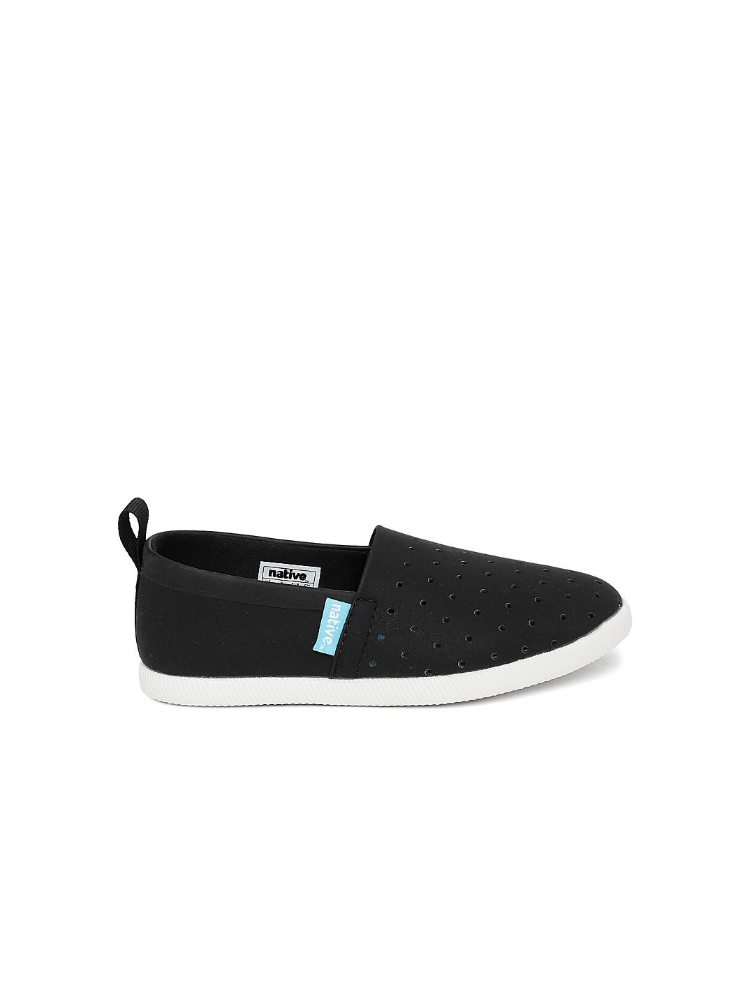 native shoes Kids Black Perforated Venice Slip On Sneakers
