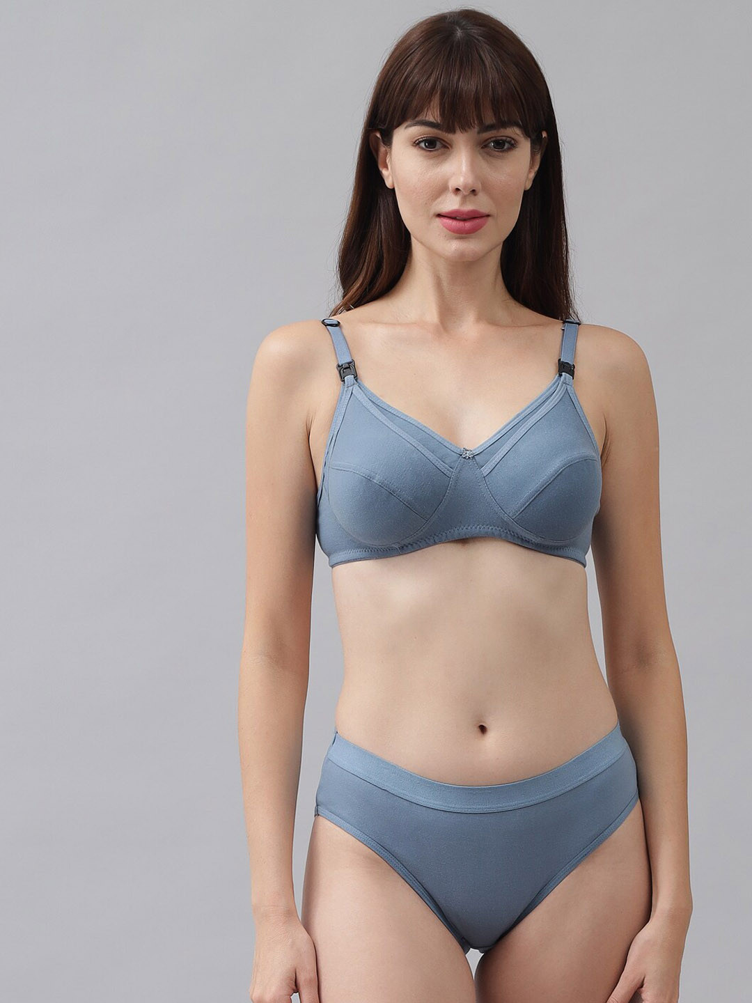 Imsa Moda Women Non Padded Maternity Lingerie Set Eng-Mother-Set-Blue-30