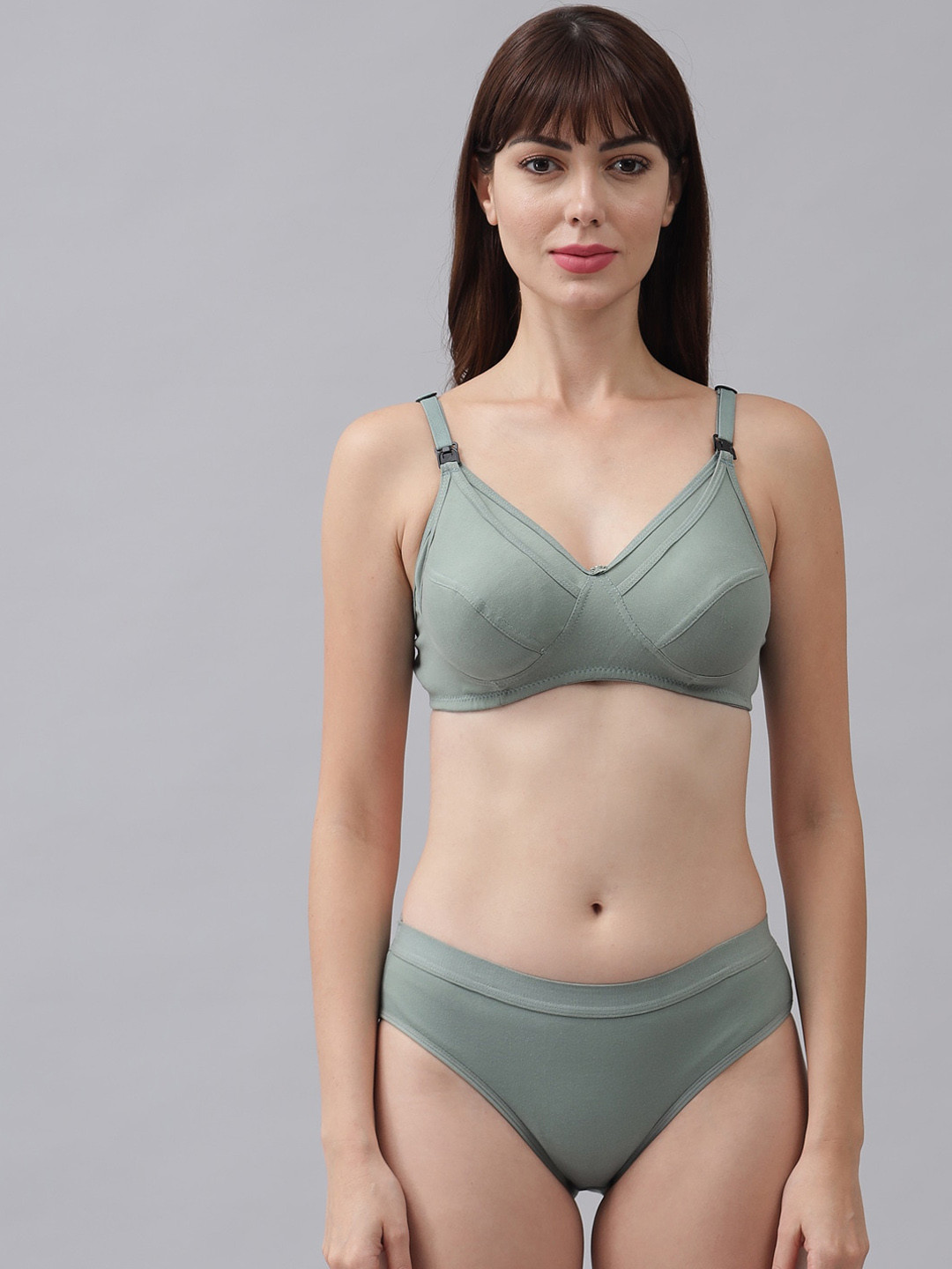 Imsa Moda Women Non Padded Maternity Lingerie Set Eng-Mother-Set-Green-30