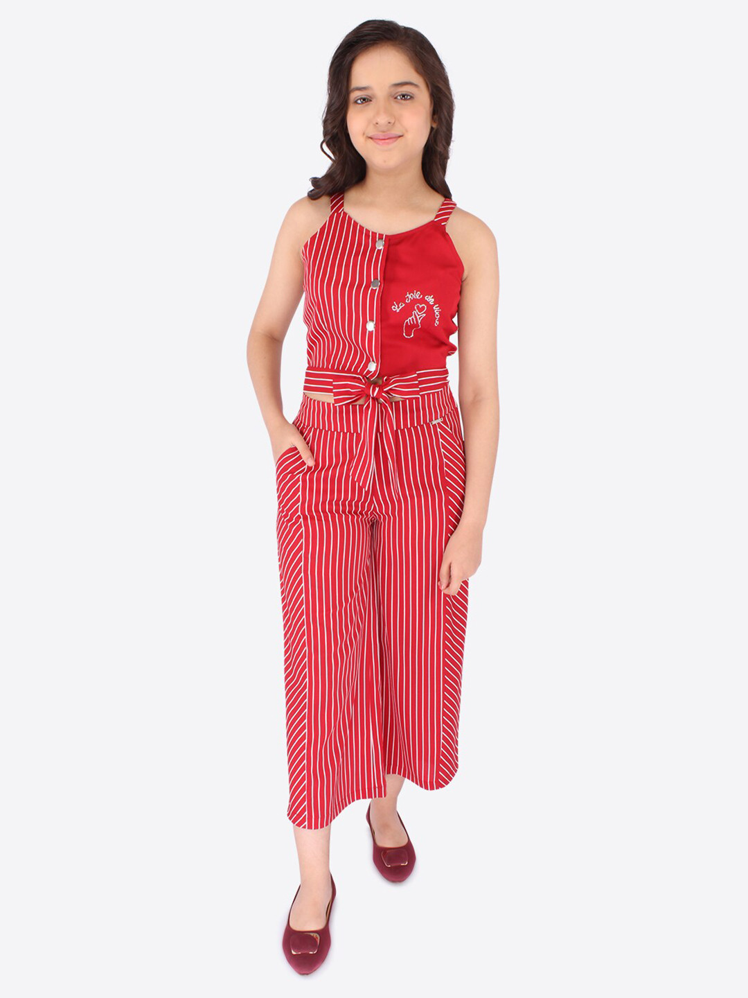 CUTECUMBER Girls Striped Top with Palazzos