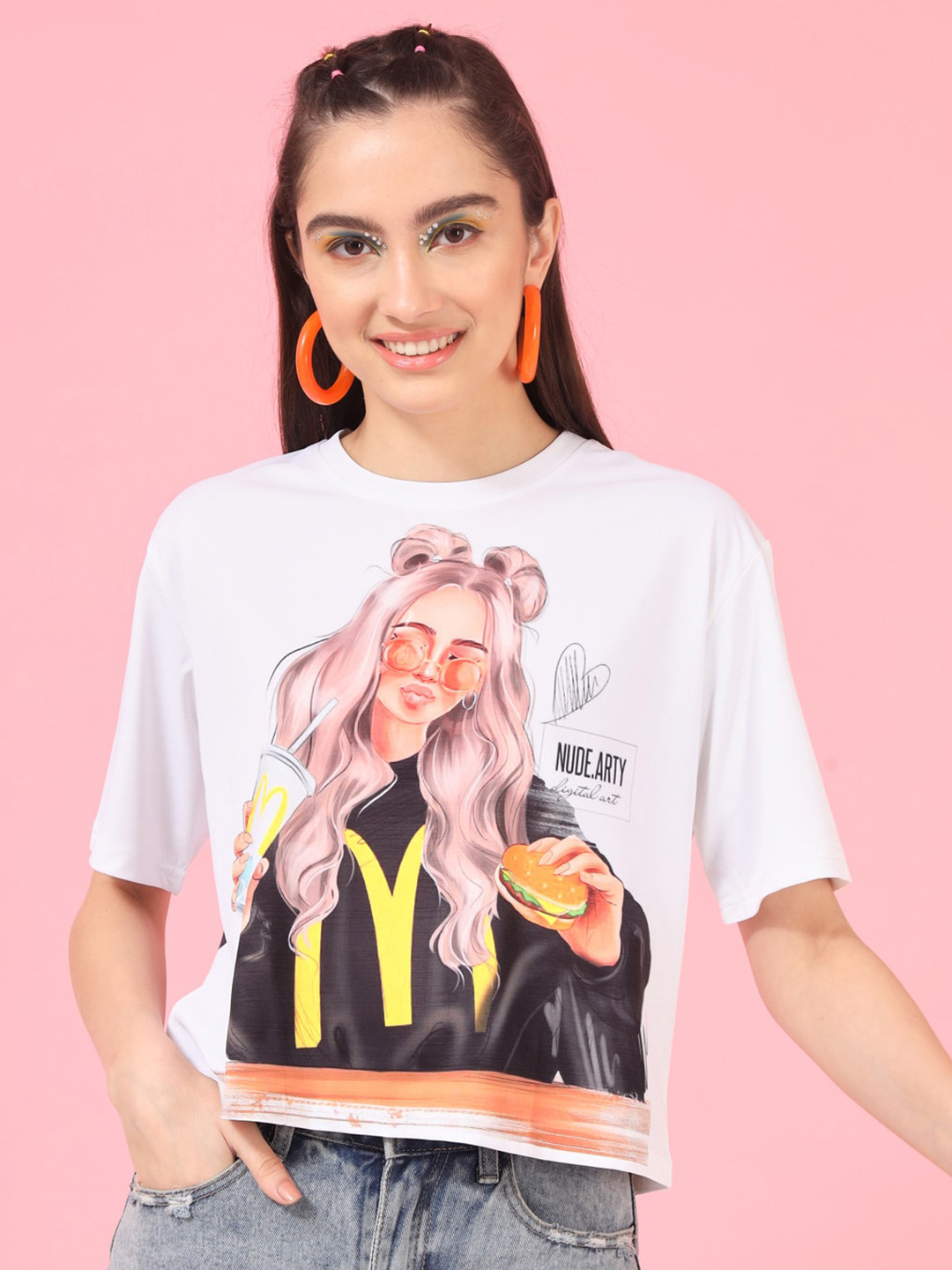 BAESD Print Extended Sleeves Boxy Top