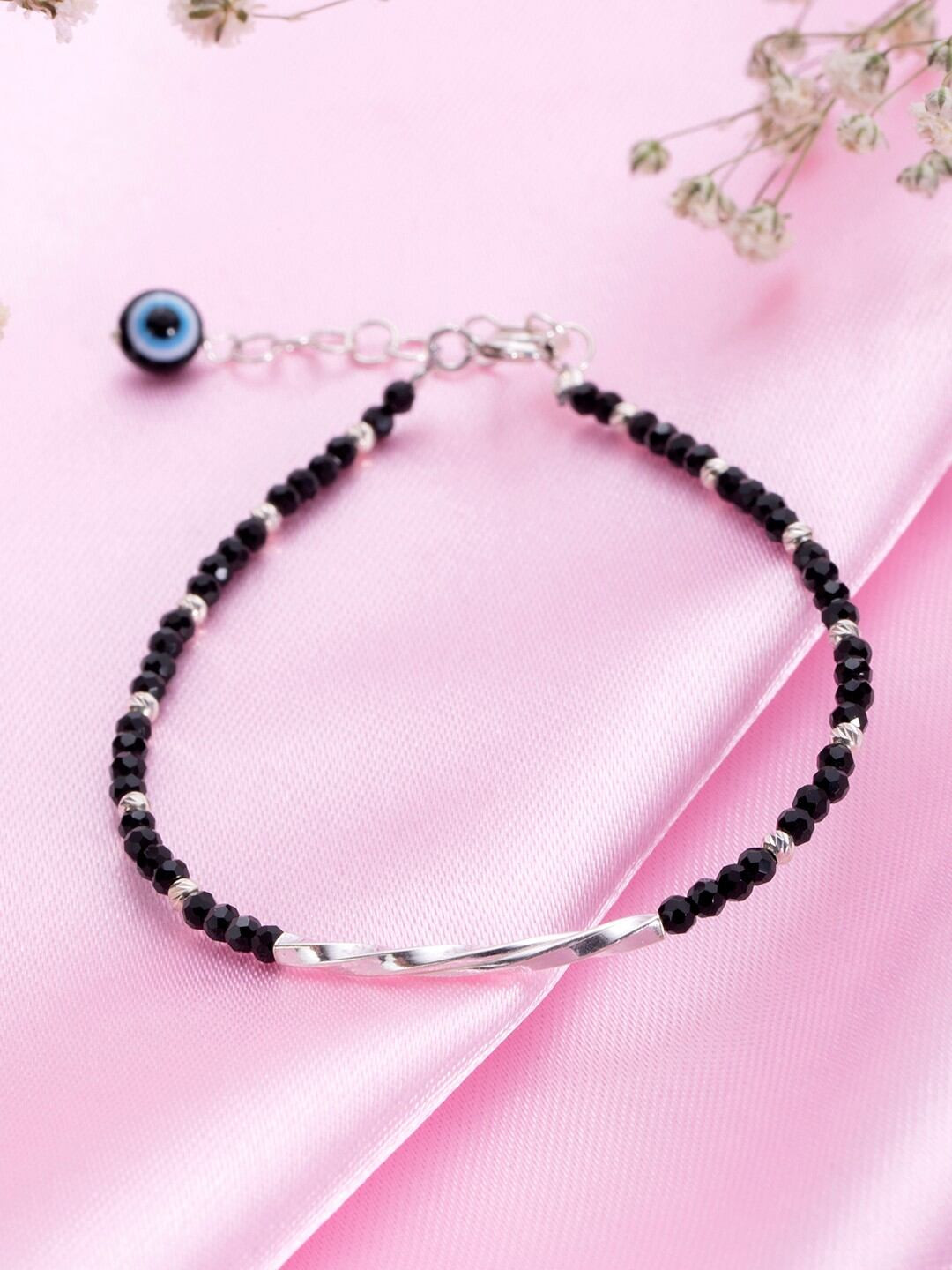 Zavya Women Sterling Silver Gold-Plated Evil Eye Bracelet