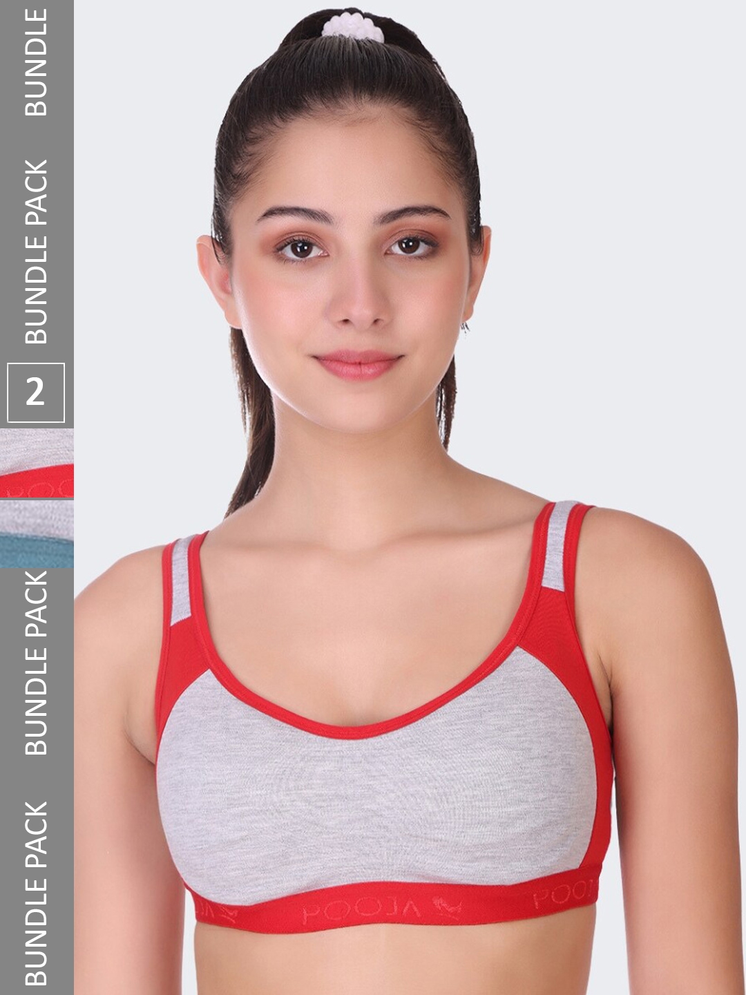 Buy POOJA RAGENEE Pack Of 2 Non Wired Non Padded Anti Bacterial Cotton Sports  Bra - Bra for Women 23438900