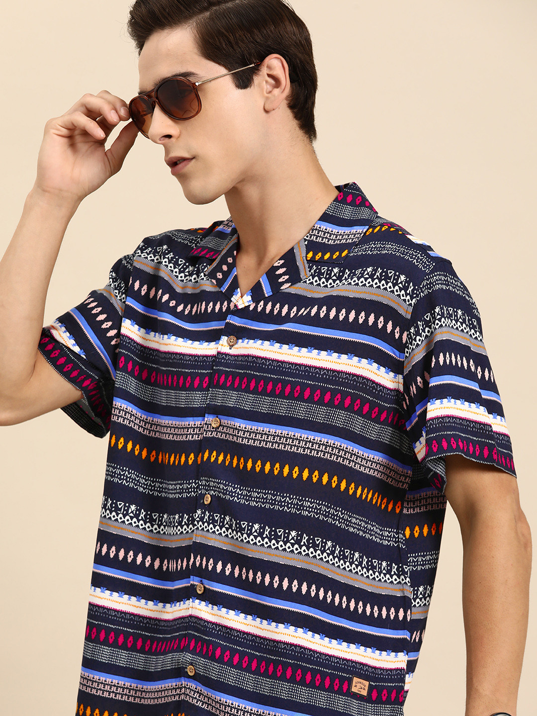 DENNISON Block Printed Oversized Casual Shirt