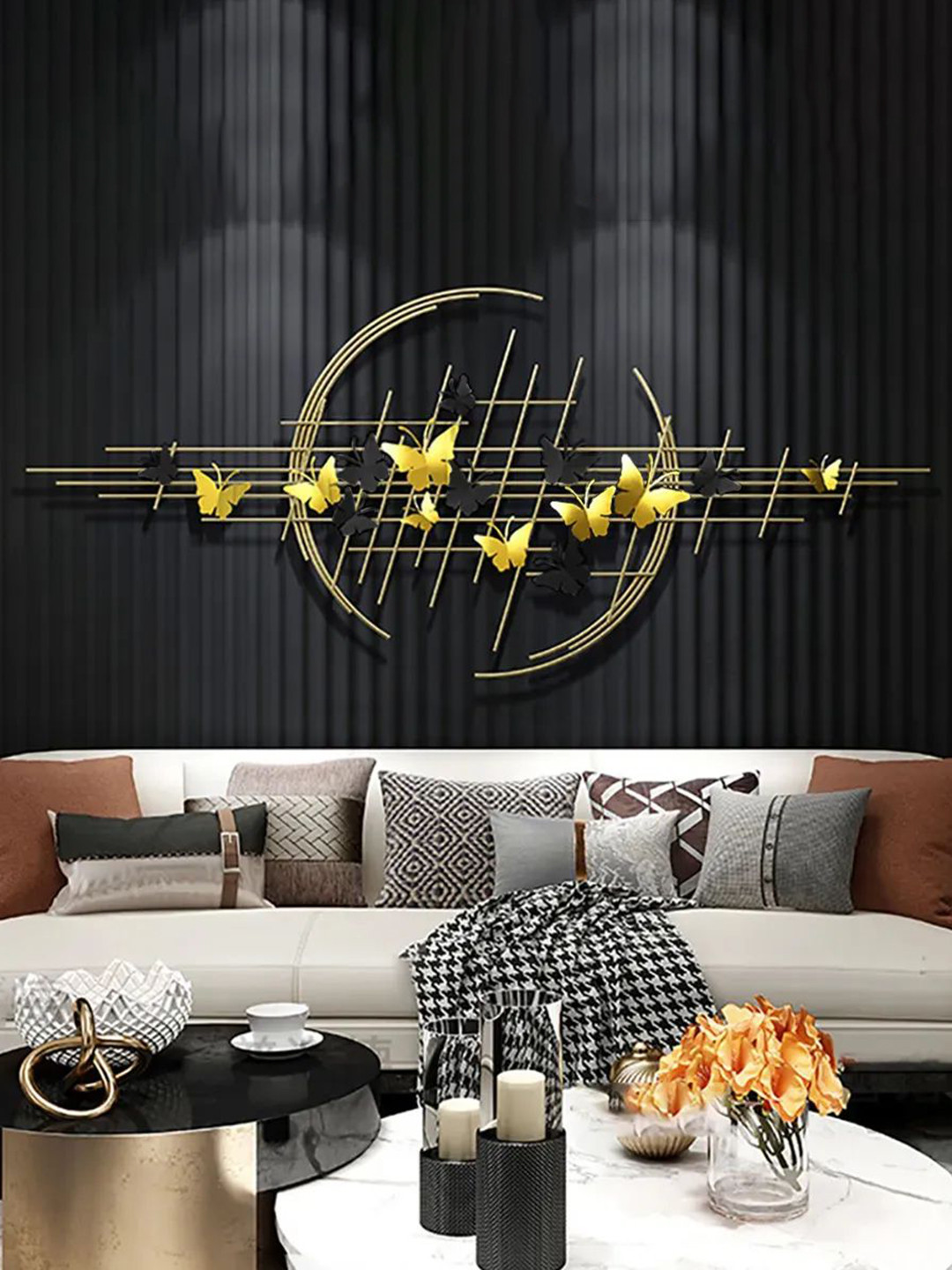 The Art House Butterfly Metal Glossy Hanging Hall Abstract Wall Decor-25In