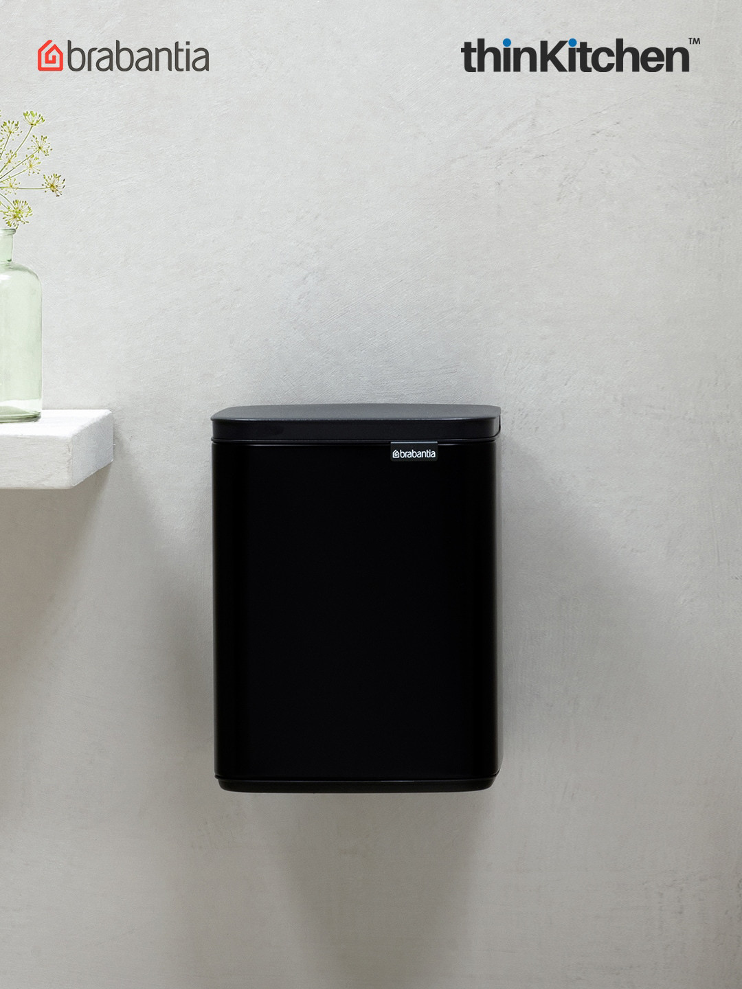 Brabantia Black Stainless Steel Bo Waste Bin 7 L