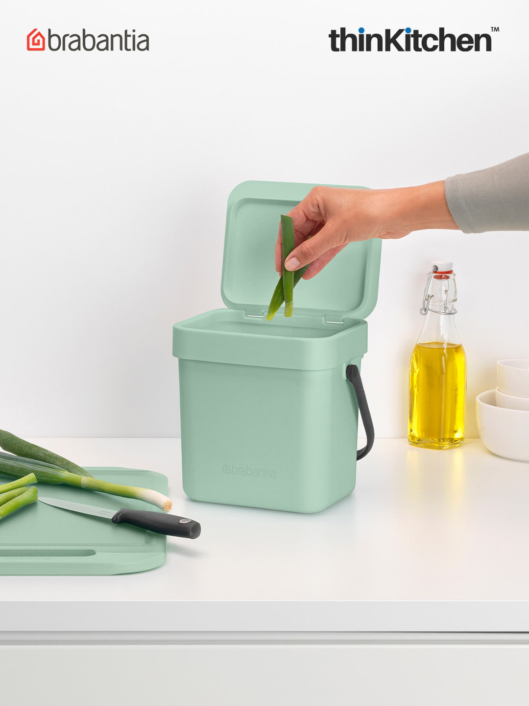 Brabantia Green Stainless Steel Sort & Go Waste Bin 3 L