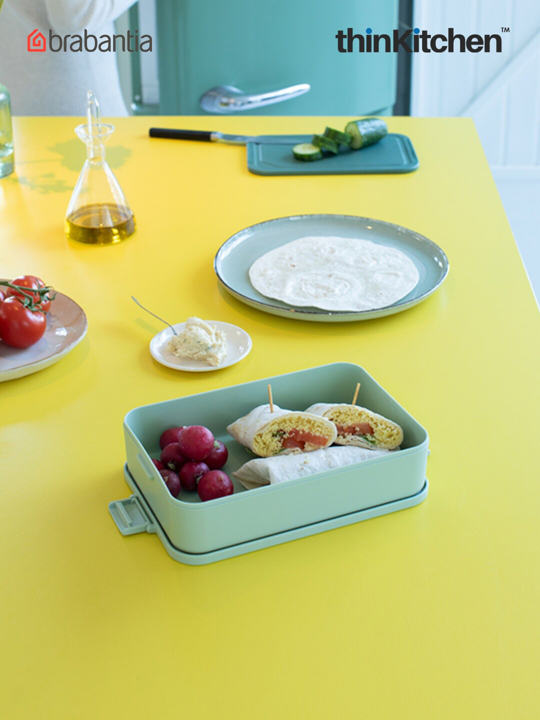 Brabantia Make & Take Large Plastic Dishwasher Safe Lunch Box With Spoon and Fork