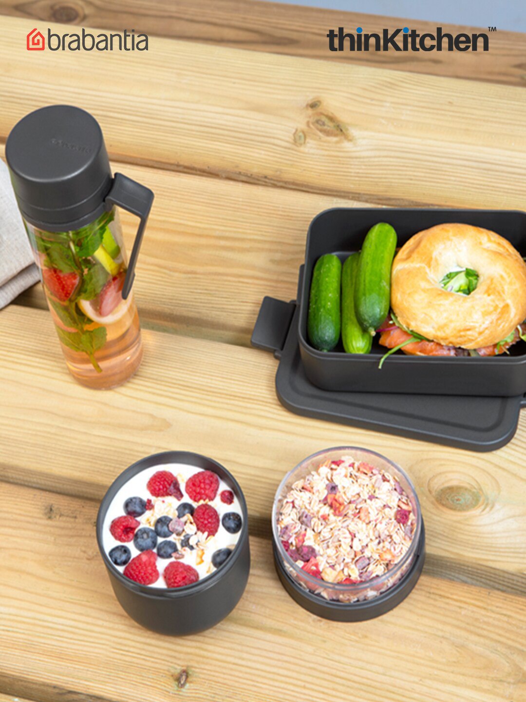 Brabantia Make & Take Plastic Dishwasher Safe 3PCs Lunch Box With Spoon and Fork