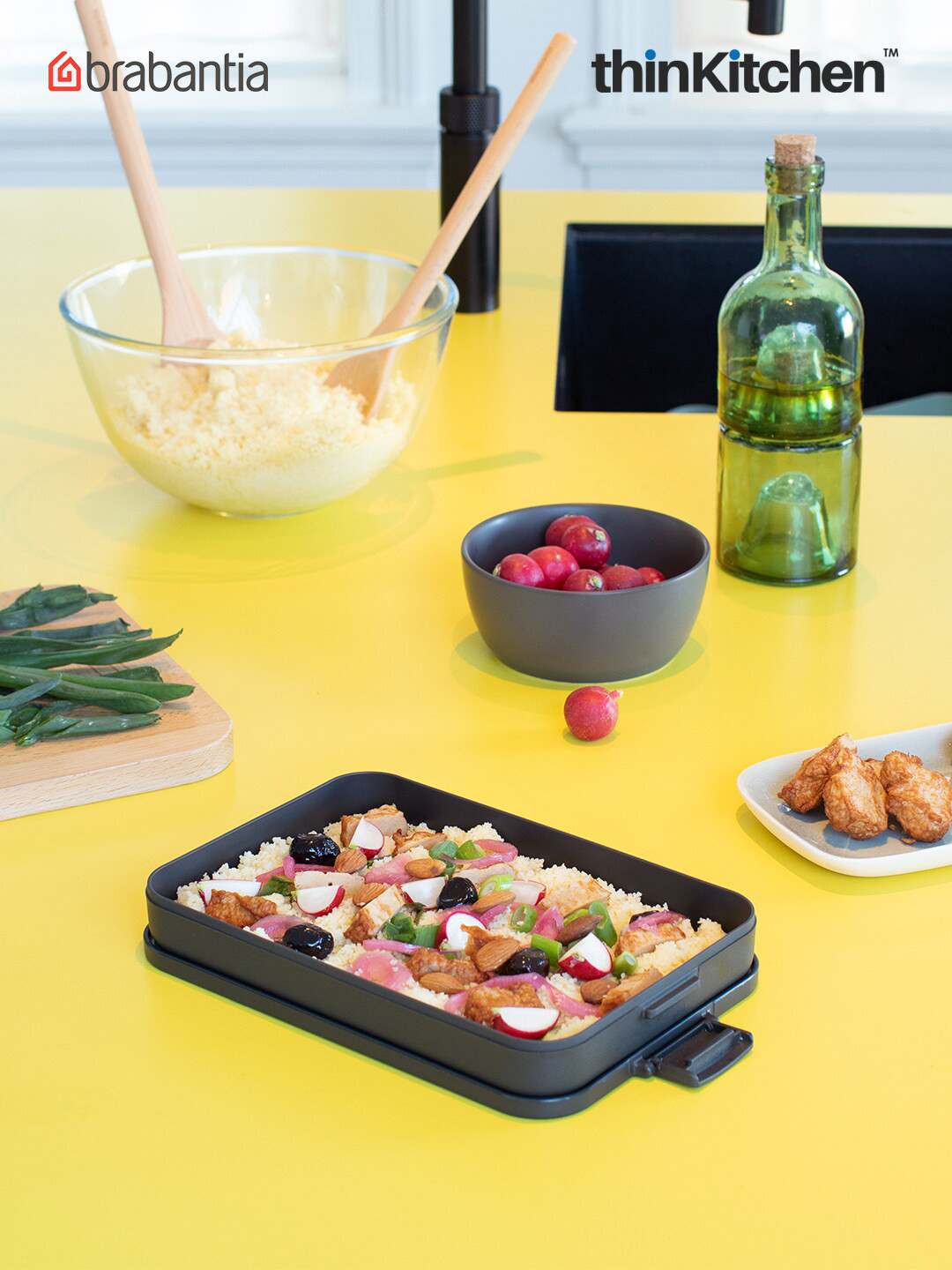 Brabantia Make & Take Flat Plastic Dishwasher Safe Lunch Box With Spoon and Fork