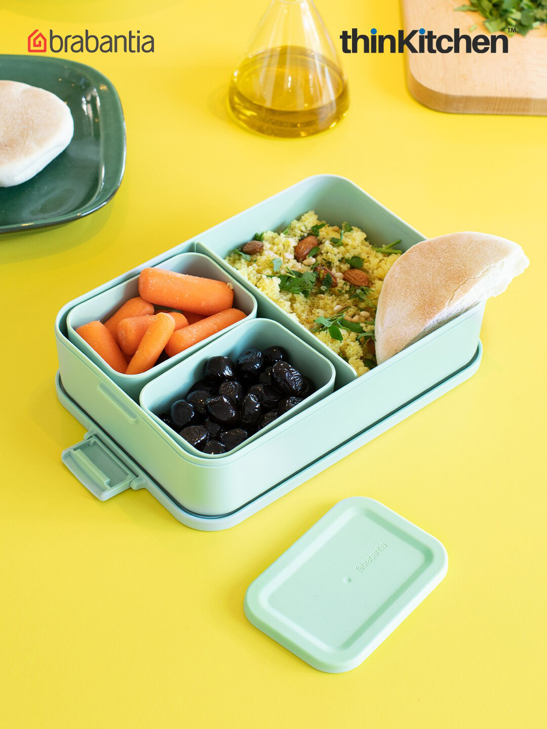 Brabantia Make & Take Bento Plastic Dishwasher Safe 3PCs Lunch Box With Spoon and Fork