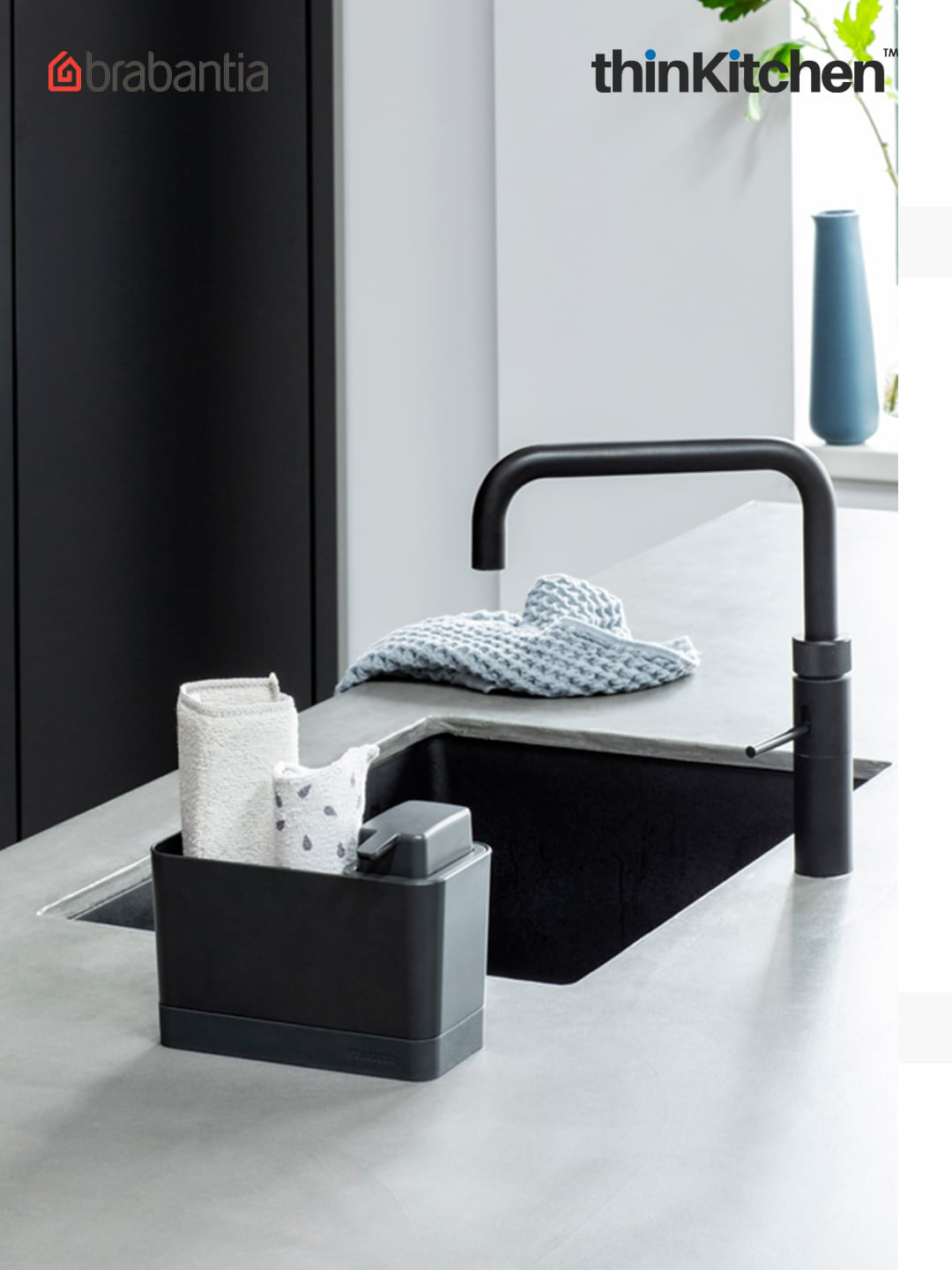 Brabantia Grey Sink Organizer With Soap Dispenser-200ml