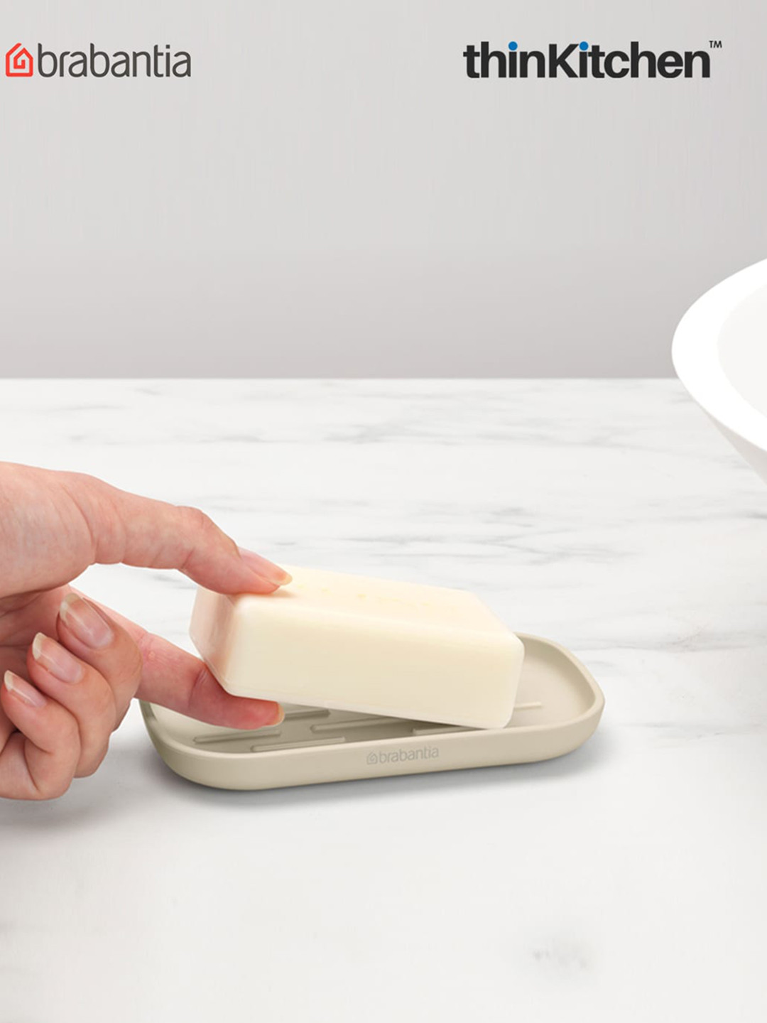 Brabantia Renew Beige Ribbed Textured Matte Finish Soap Dish