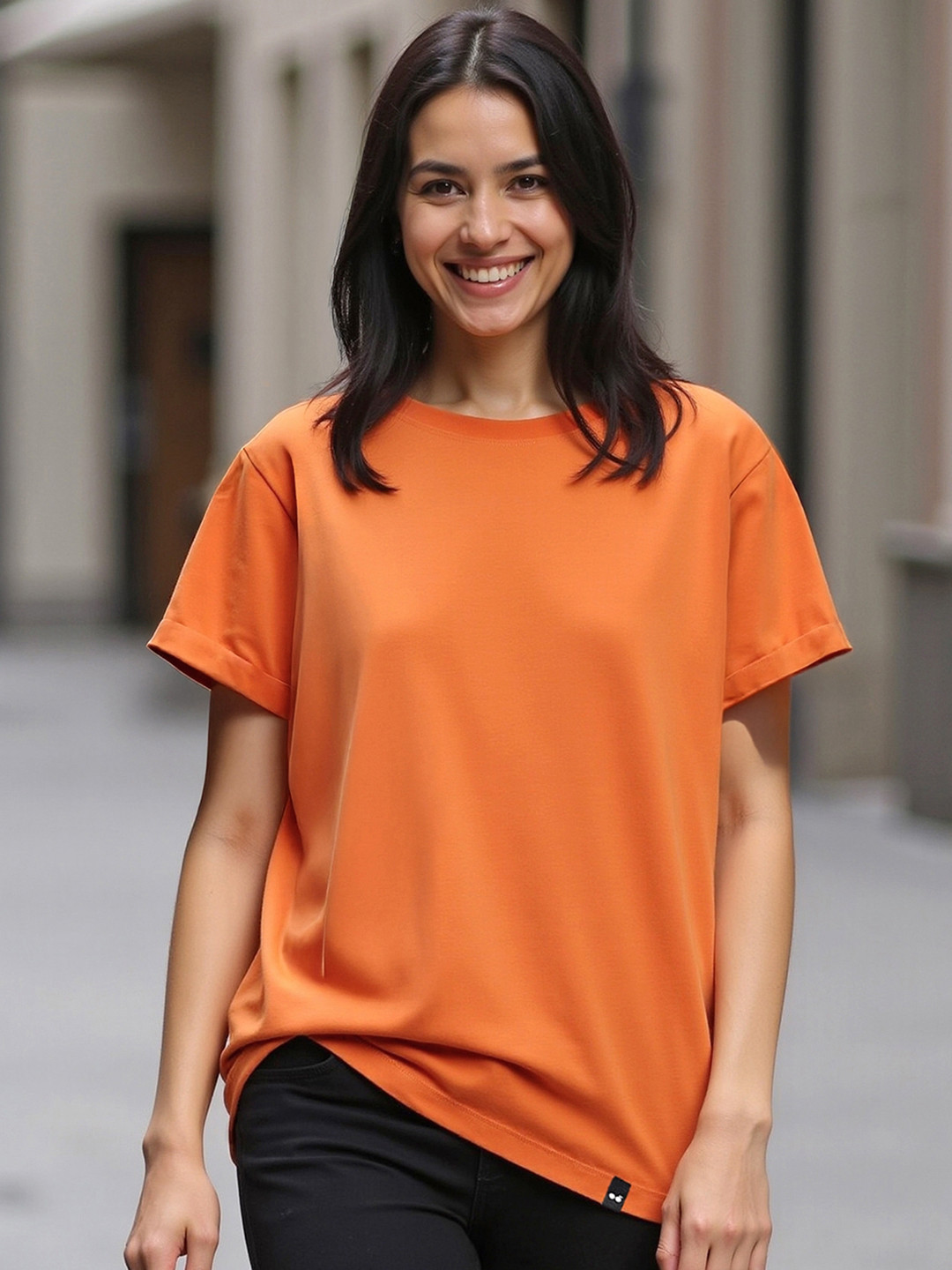 Bewakoof Women Boyfriend Fit Solid Drop-Shoulder Sleeves T-shirt