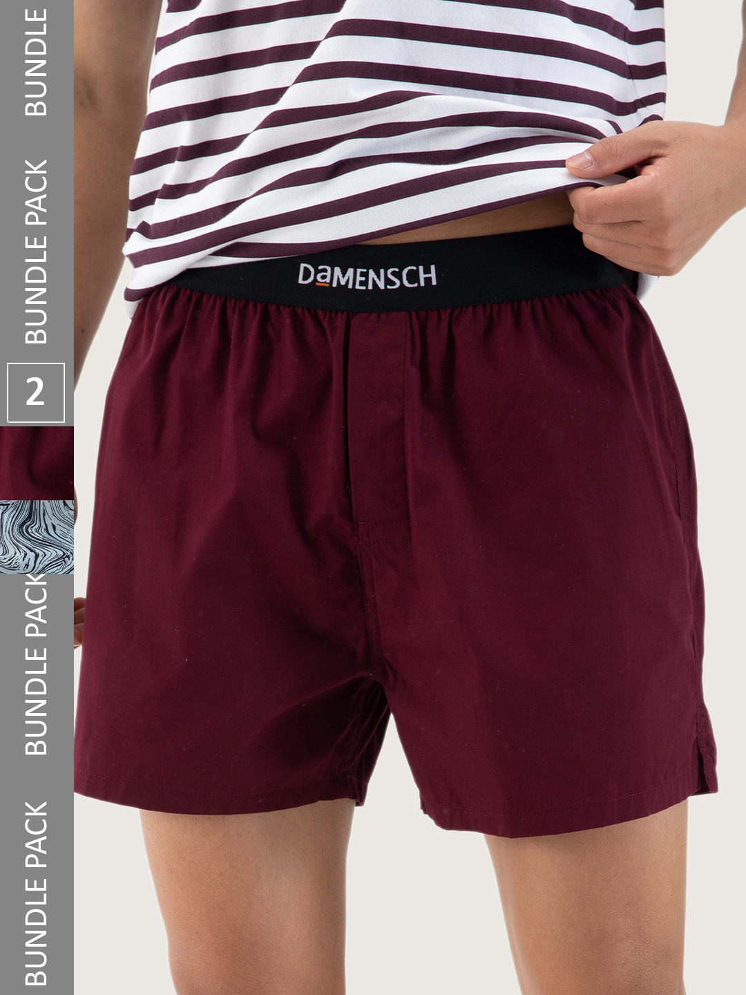 DAMENSCH Men Pack of 2 Printed Ultra-Light Cotton Regular Fit Inner Boxers