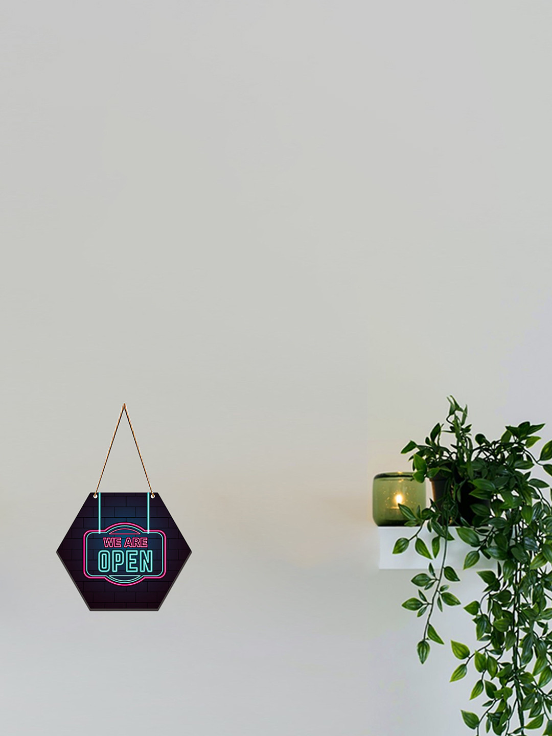 SAF Blue & Pink Printed Hexagon Wooden Wall Hanging