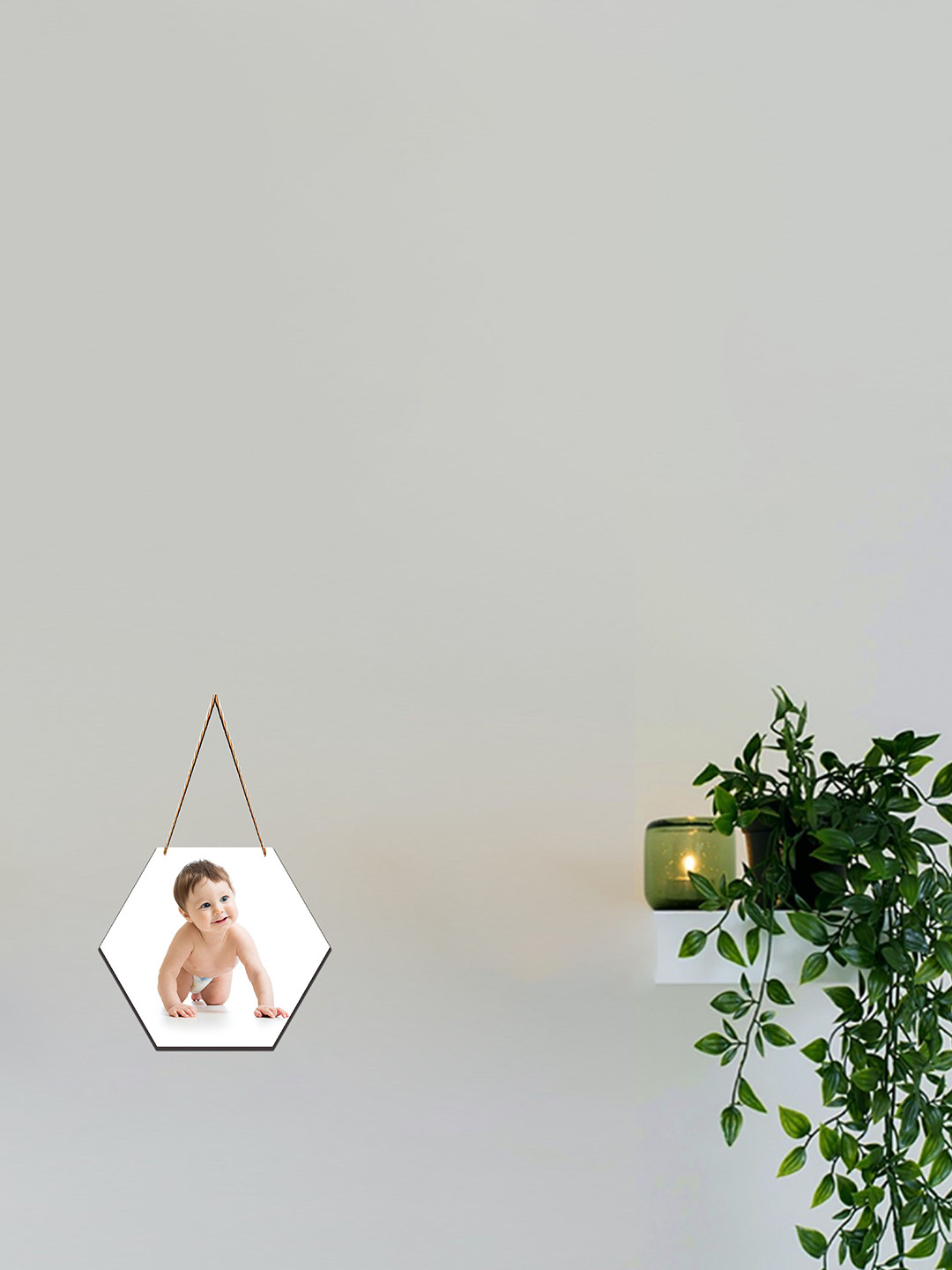SAF White & Nude New Born Baby Printed Wooden Wall Hanging