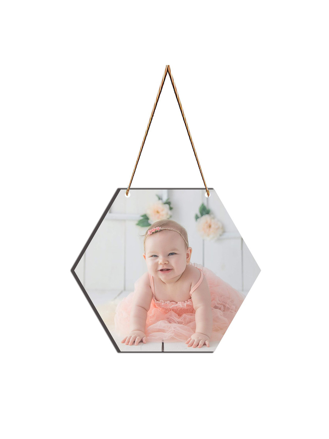 SAF White & Pink Hexagon UV Textured Wall Hanging