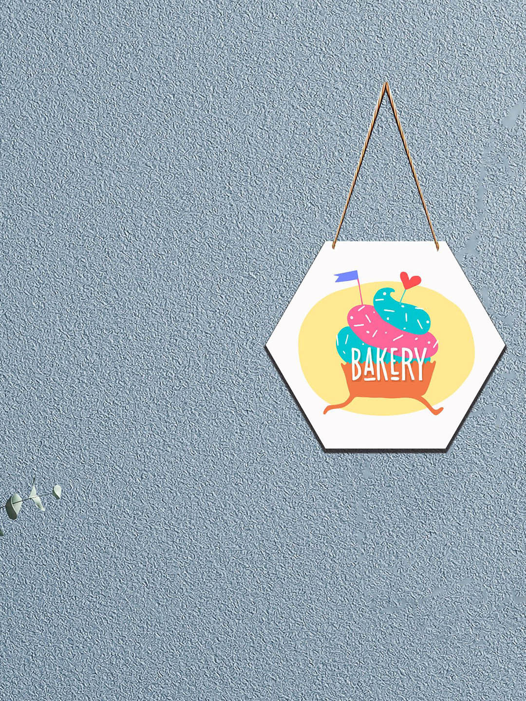 SAF Yellow Bakery Theme Printed Hexagon Wall Hanging
