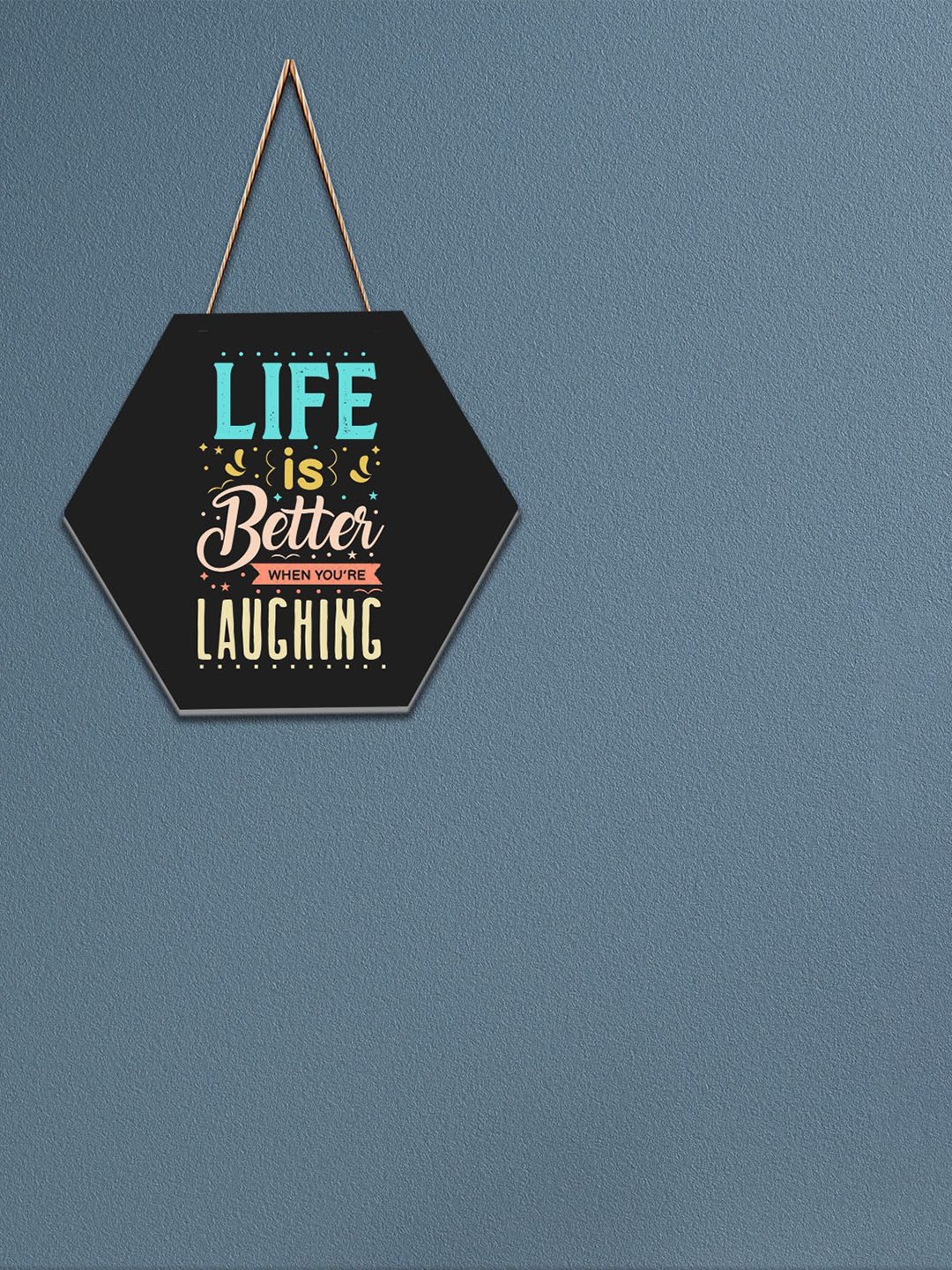 SAF Black Motivational Printed Hexagon Wall Hanging