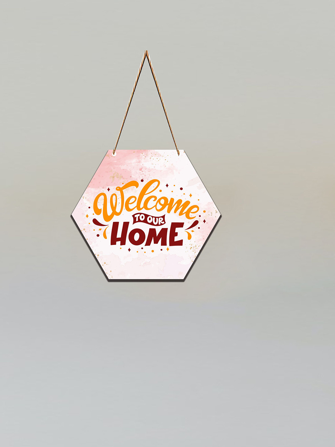 SAF Pink Sweet Home Printed Hexagon Wall Hanging