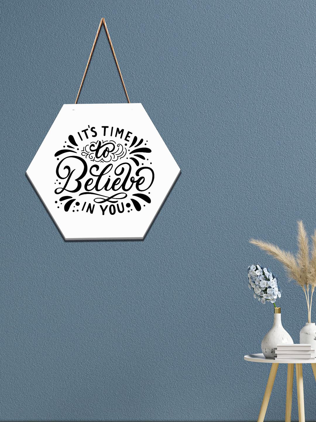 SAF White Motivational Printed Hexagon Wall Hanging
