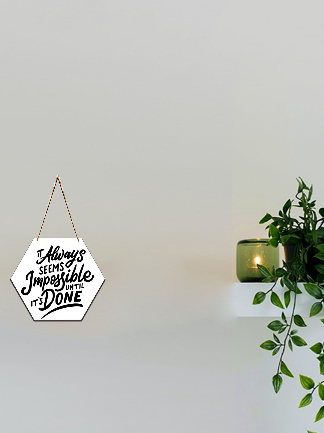 SAF White Motivational Printed Hexagon Wall Hanging