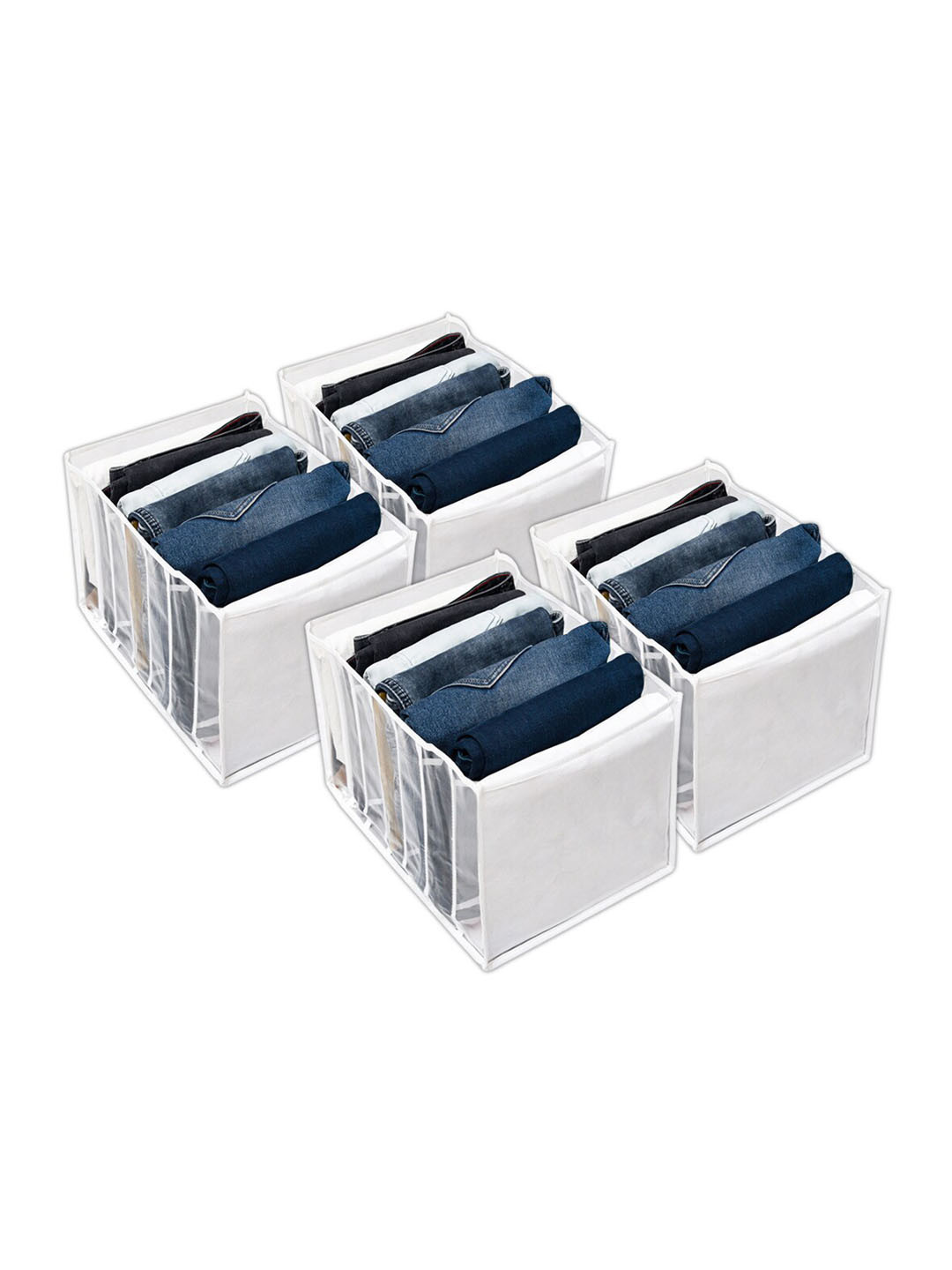 Kuber Industries White 4 Pieces PVC Drawer Organizers