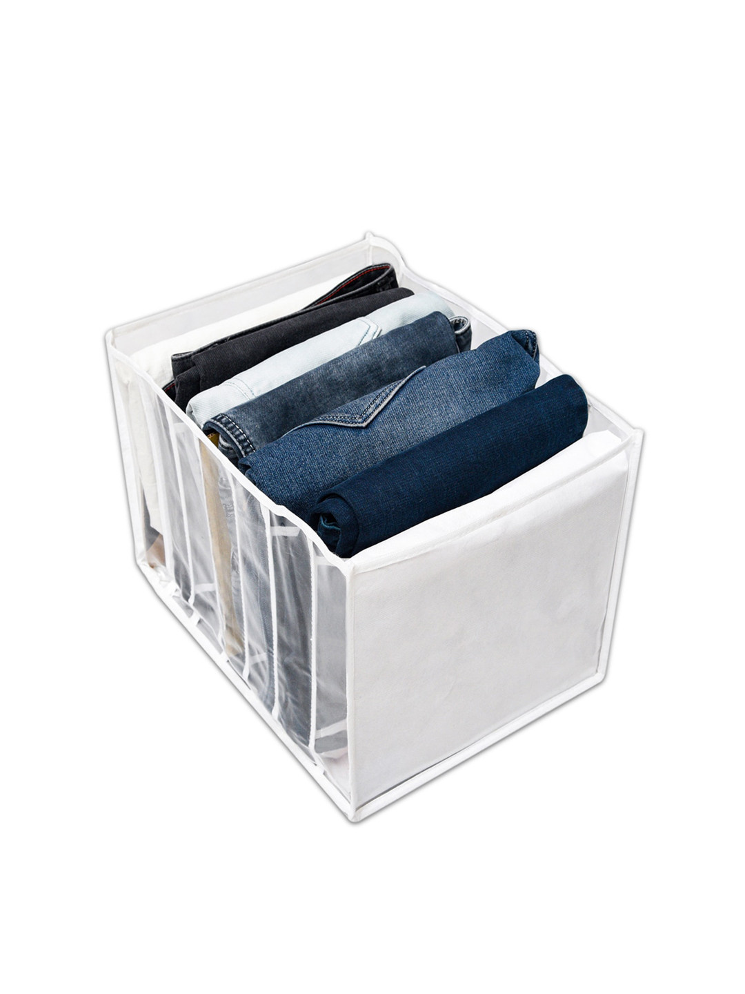 Kuber Industries White Foldable 7 Grided Drawer Organizer
