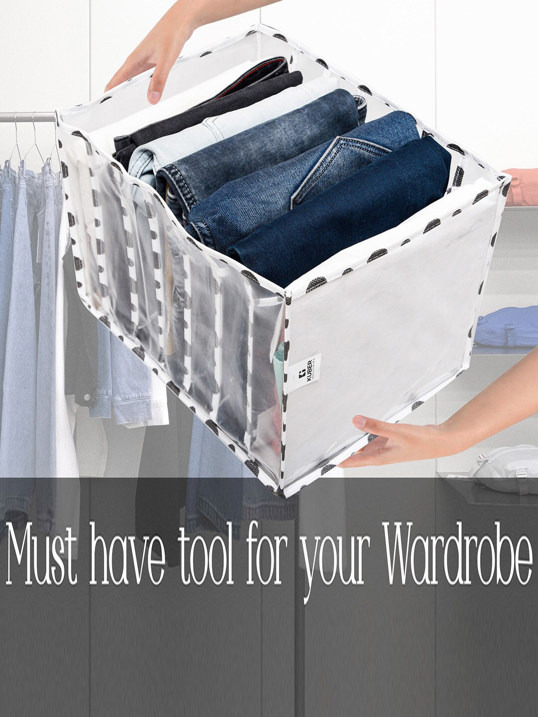 Kuber Industries White Foldable 7 Grided Drawer Organizer