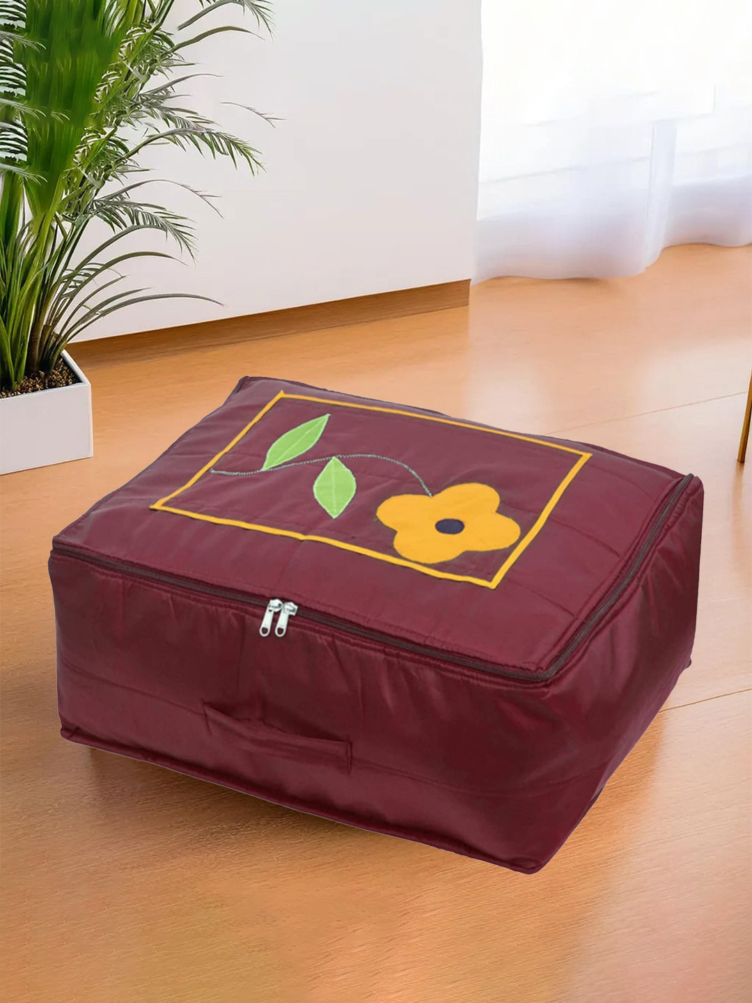 Kuber Industries Brown Printed Saree Covers With Zipper