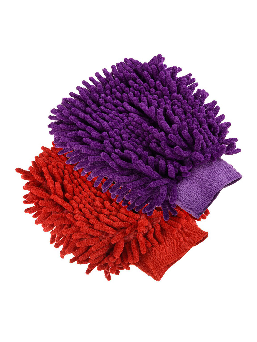 Kuber Industries Chenille Mitts Purple & Red 2 Pieces HandDuster