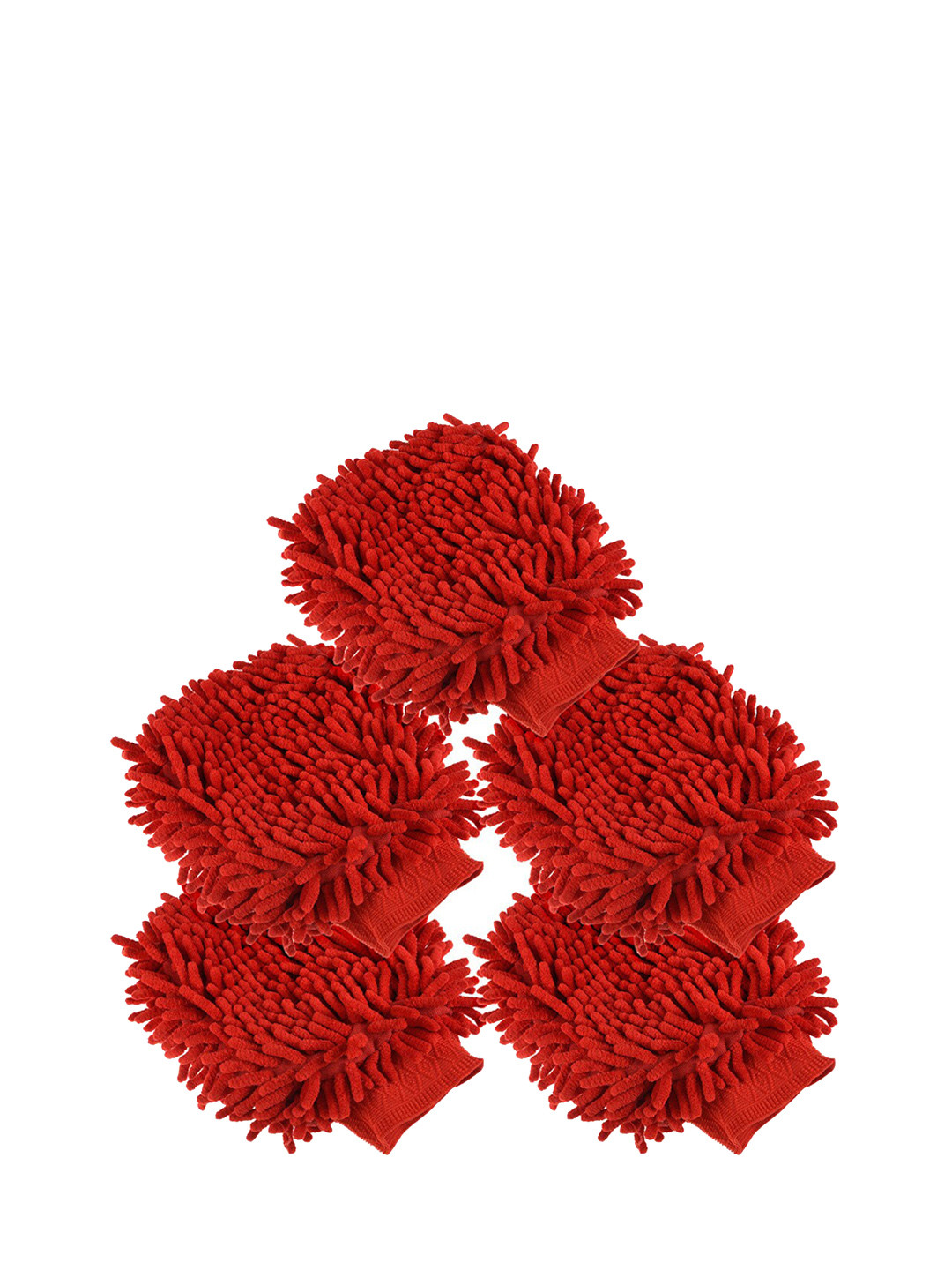 Kuber Industries Chenille Mitts Red 5 Pieces Hand Duster