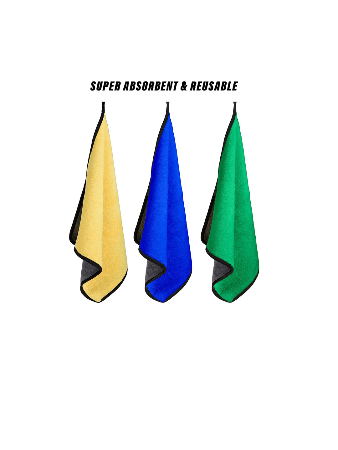 Kuber Industries Yellow & Green 3 Pieces Kitchen Cleaning Towels With Hanging Loop