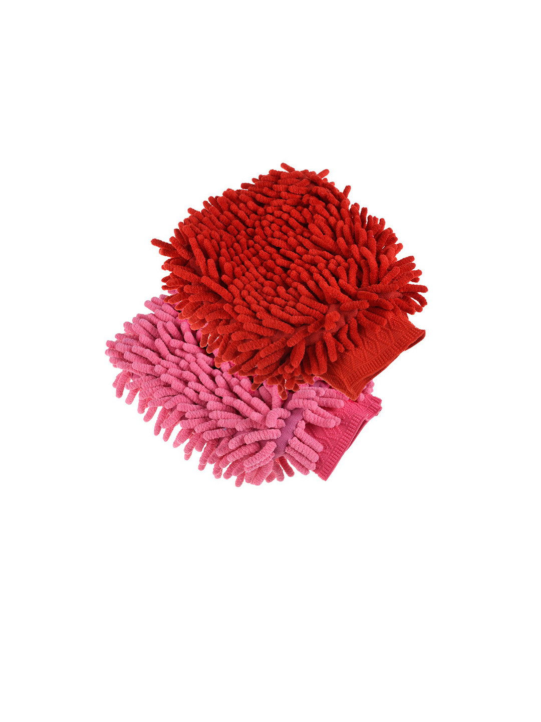 Kuber Industries Chenille Mitts Red & Pink 2 Pieces Hand Duster
