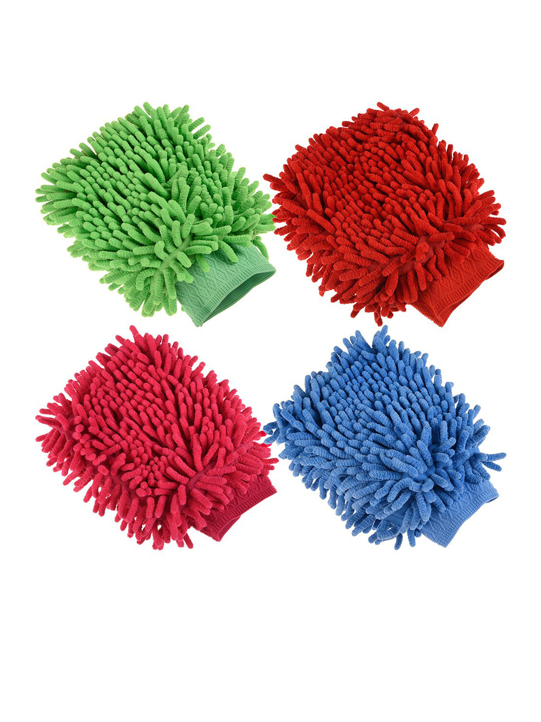 Kuber Industries Chenille Mitts Green & Red 4 Pieces HandDuster