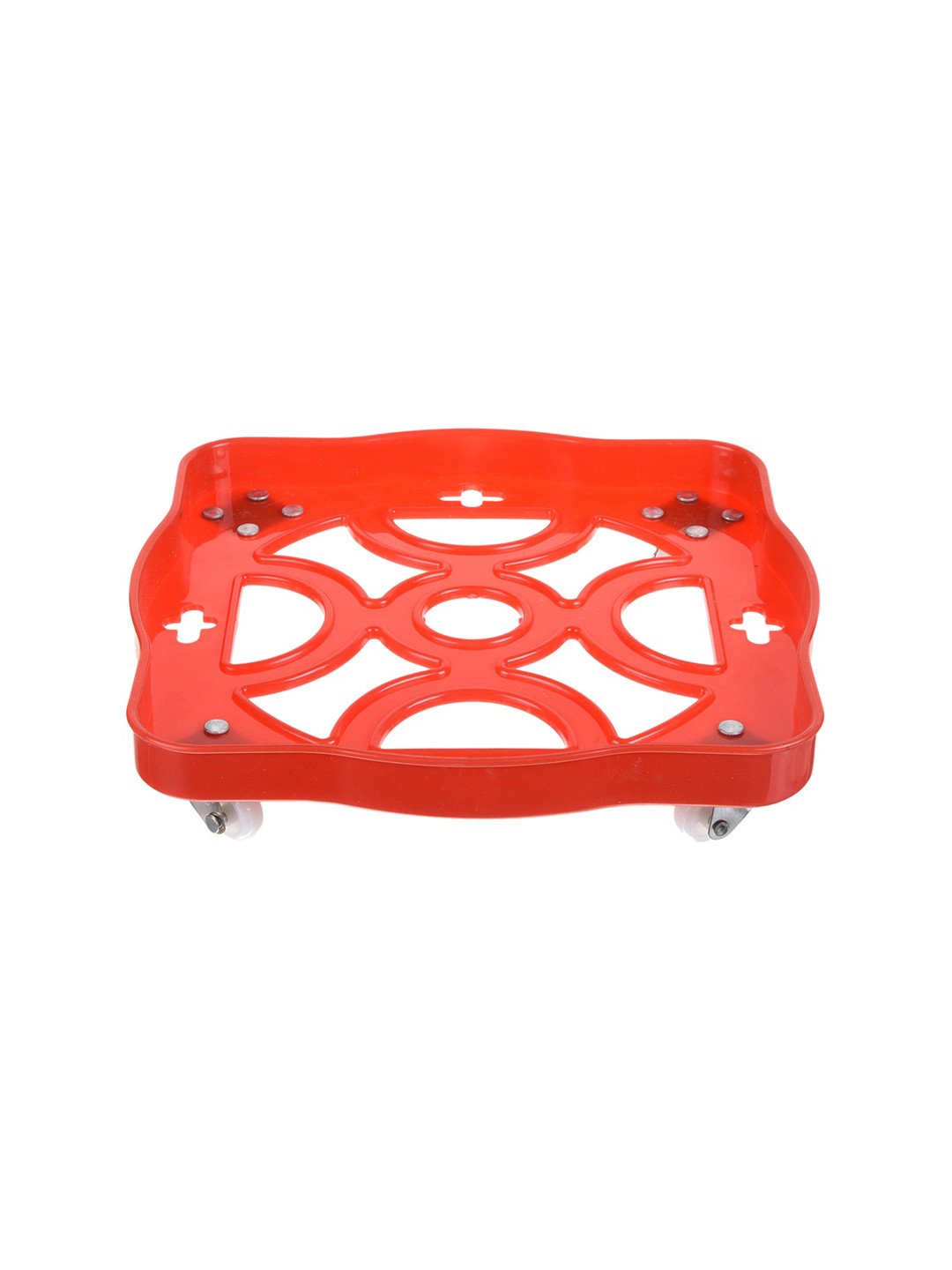 Kuber Industries Red Cylinder Stand Trolley With Wheels