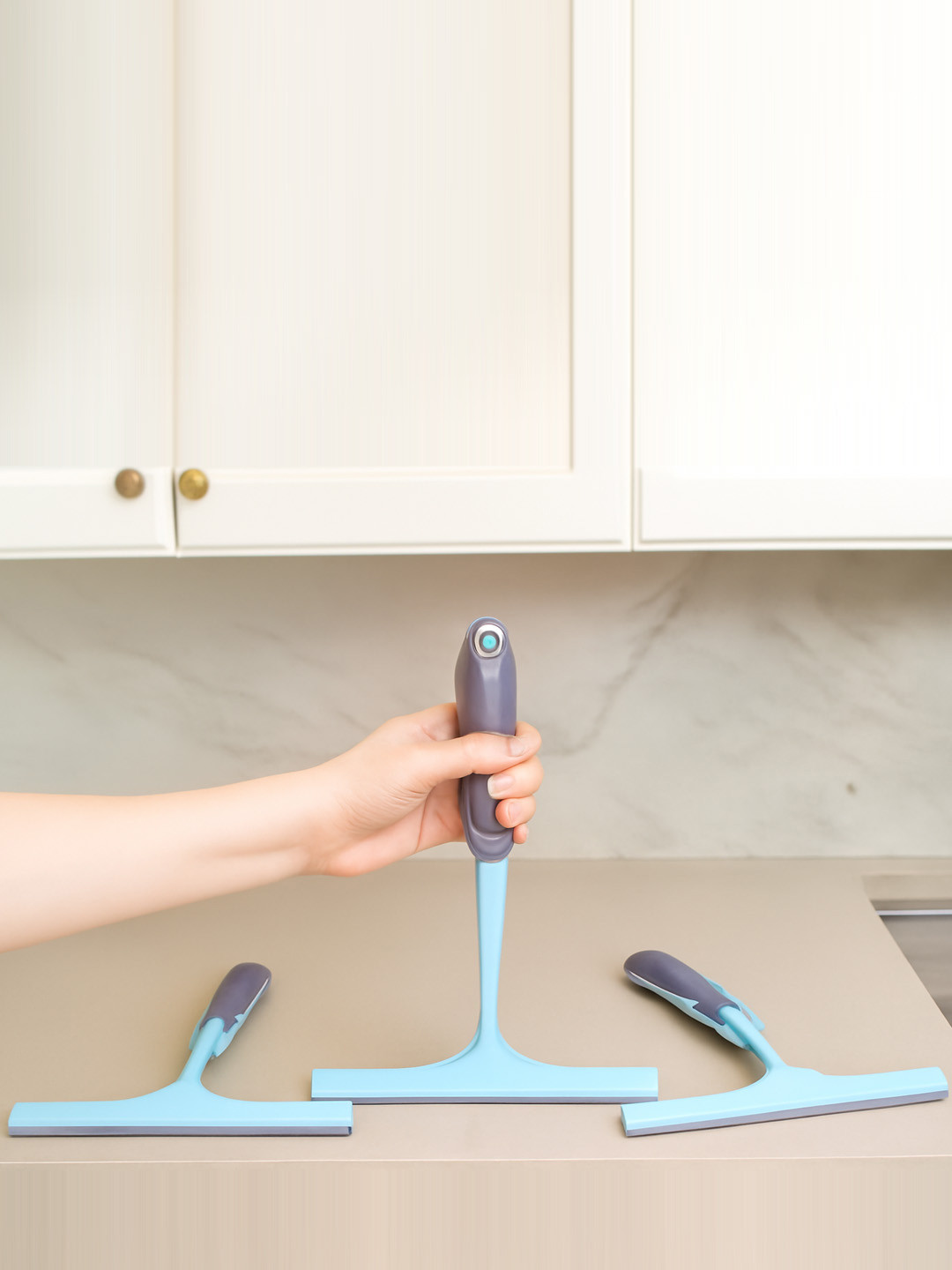 Kuber Industries Green 3 Pieces Kitchen Slabs Wiper with Handle