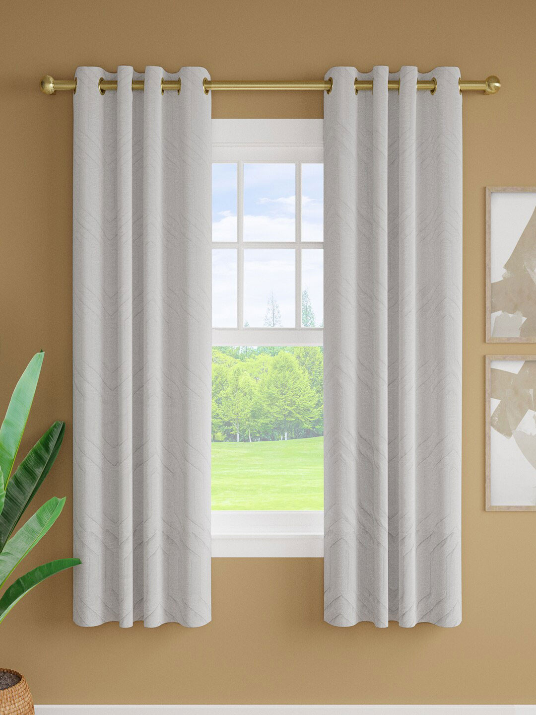 Just Home White 2 Pieces Window Curtains