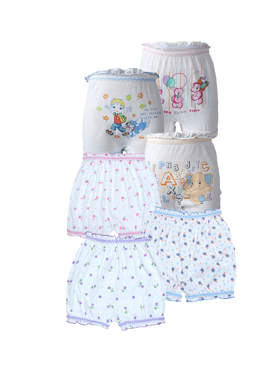 CARELOVE Kids Pack Of 6 Pure Cotton Boy Shorts Briefs