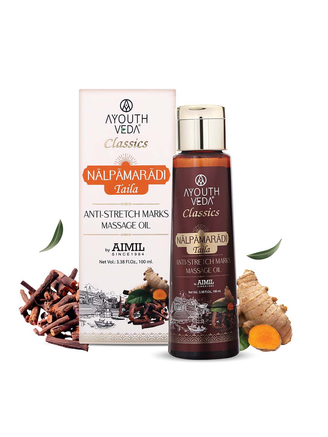 AYOUTHVEDA Nalpamaradi Taila, Anti-Stretch Marks Massage Oil For Face & Body 100ml