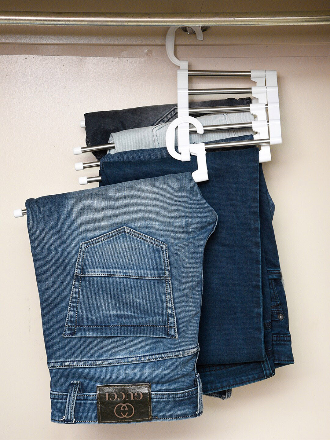 Kuber Industries White Stainless Steel Cloth Hanger