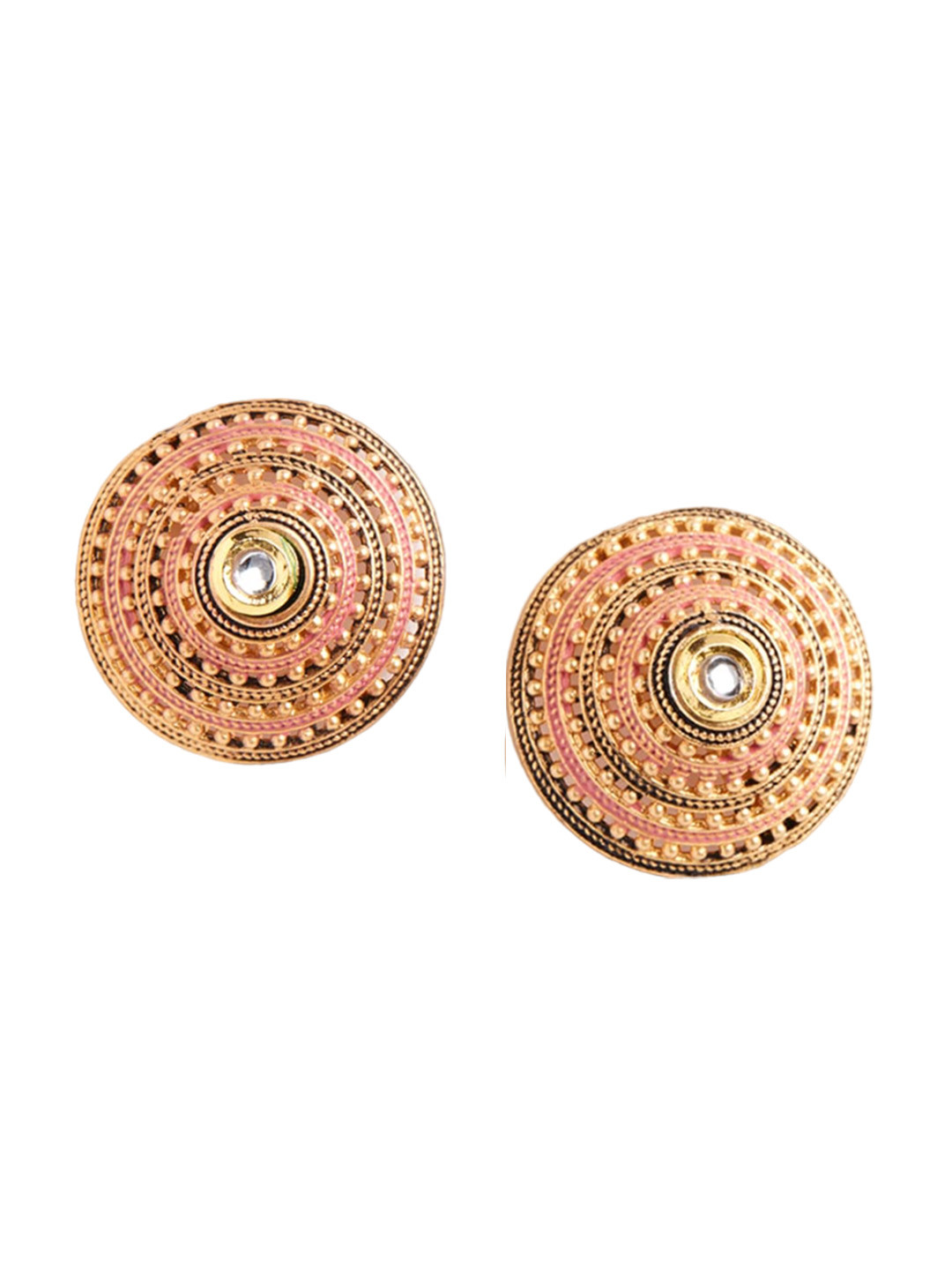 HOT AND BOLD Gold-Plated Circular Studs Earrings