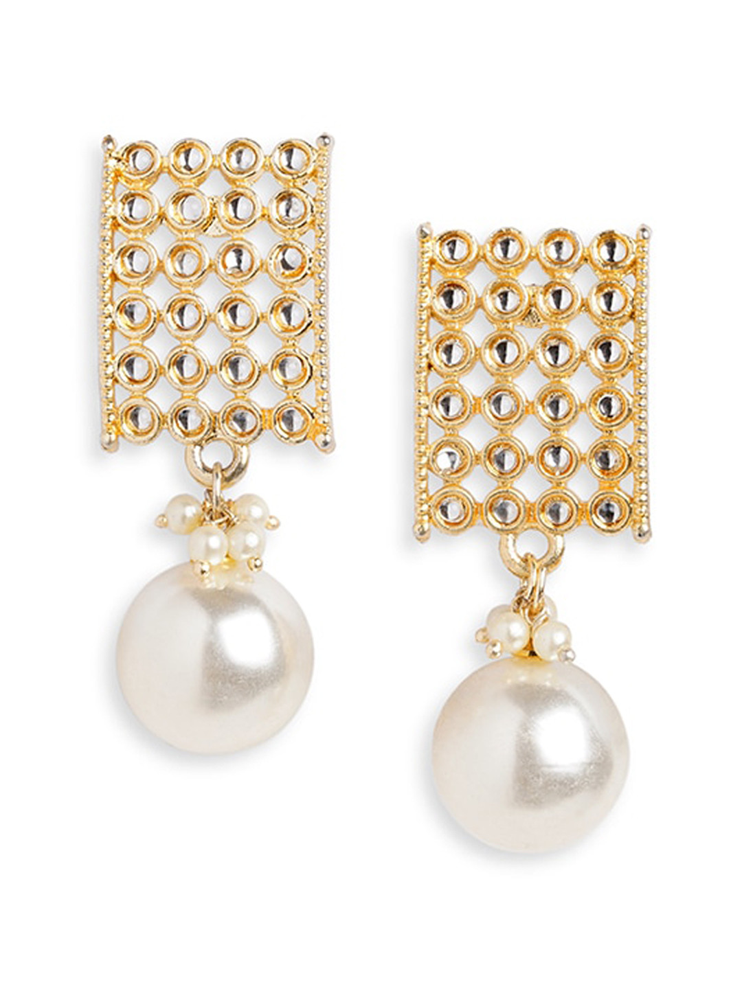 HOT AND BOLD Gold-Plated Stone Studded Drop Earrings