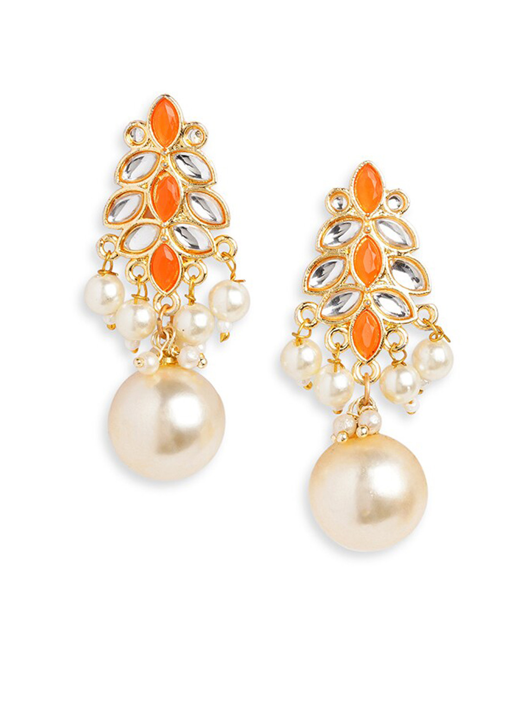 HOT AND BOLD Gold-Plated Artificial Beads Classic Crop Earrings